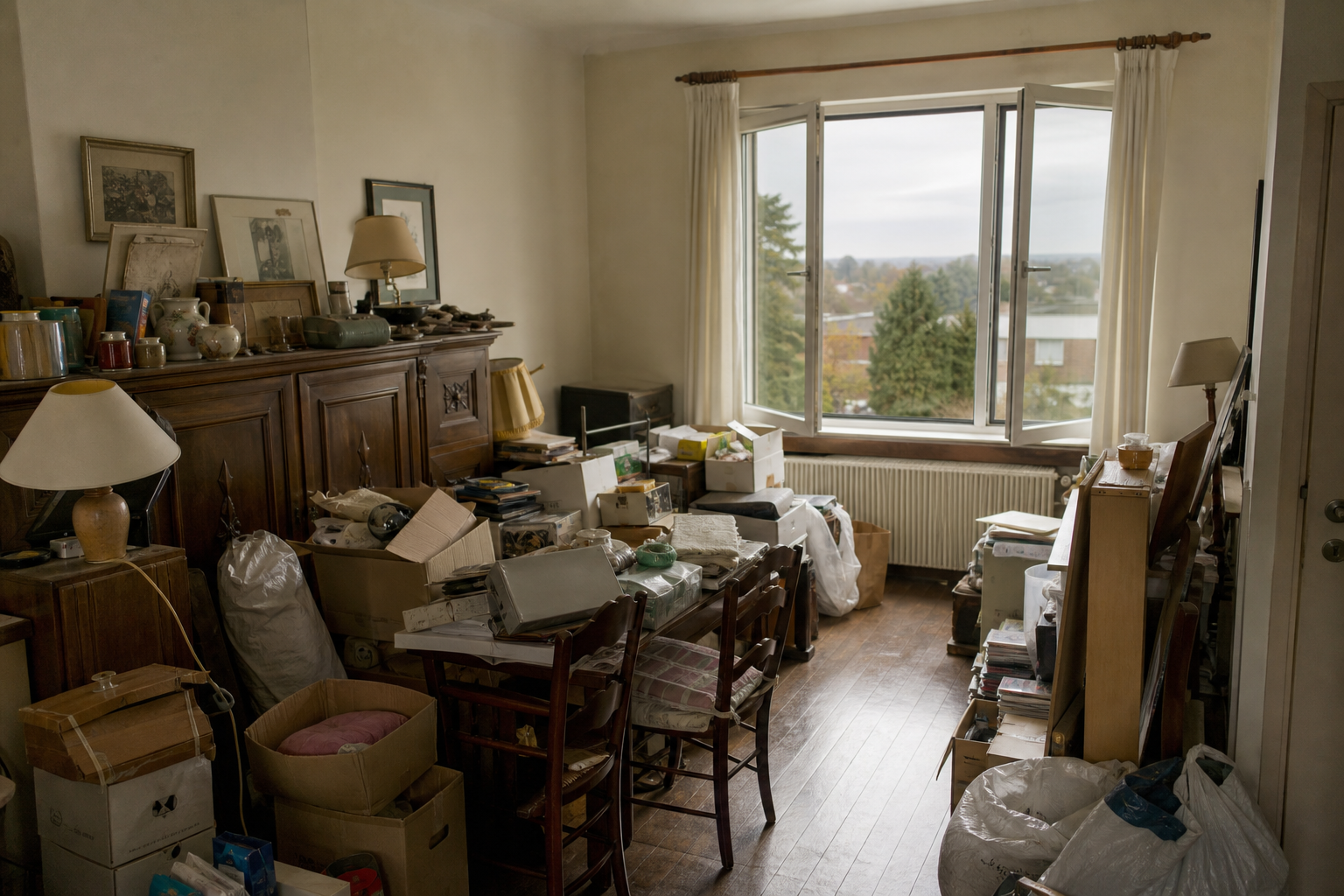 Vide maison brabançonne familiale à Aarschot : avant, en cours et après — avant débarras