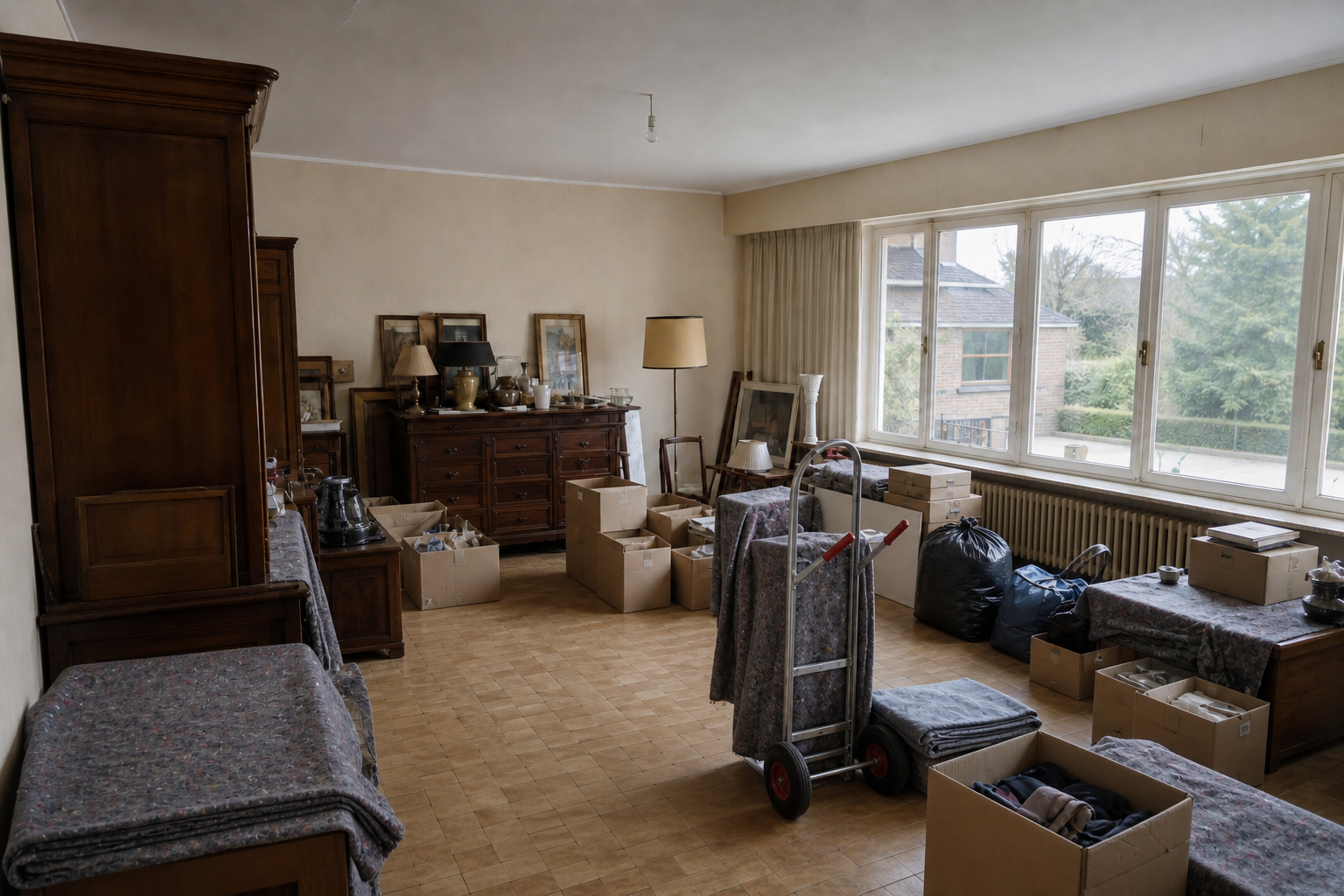 Vide villa quatre façades à Aartselaar : avant, en cours et après — intervention en cours