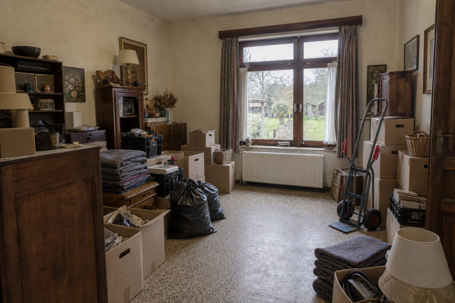 Vide maison familiale avec vergers à Alken : avant, en cours et après — intervention en cours