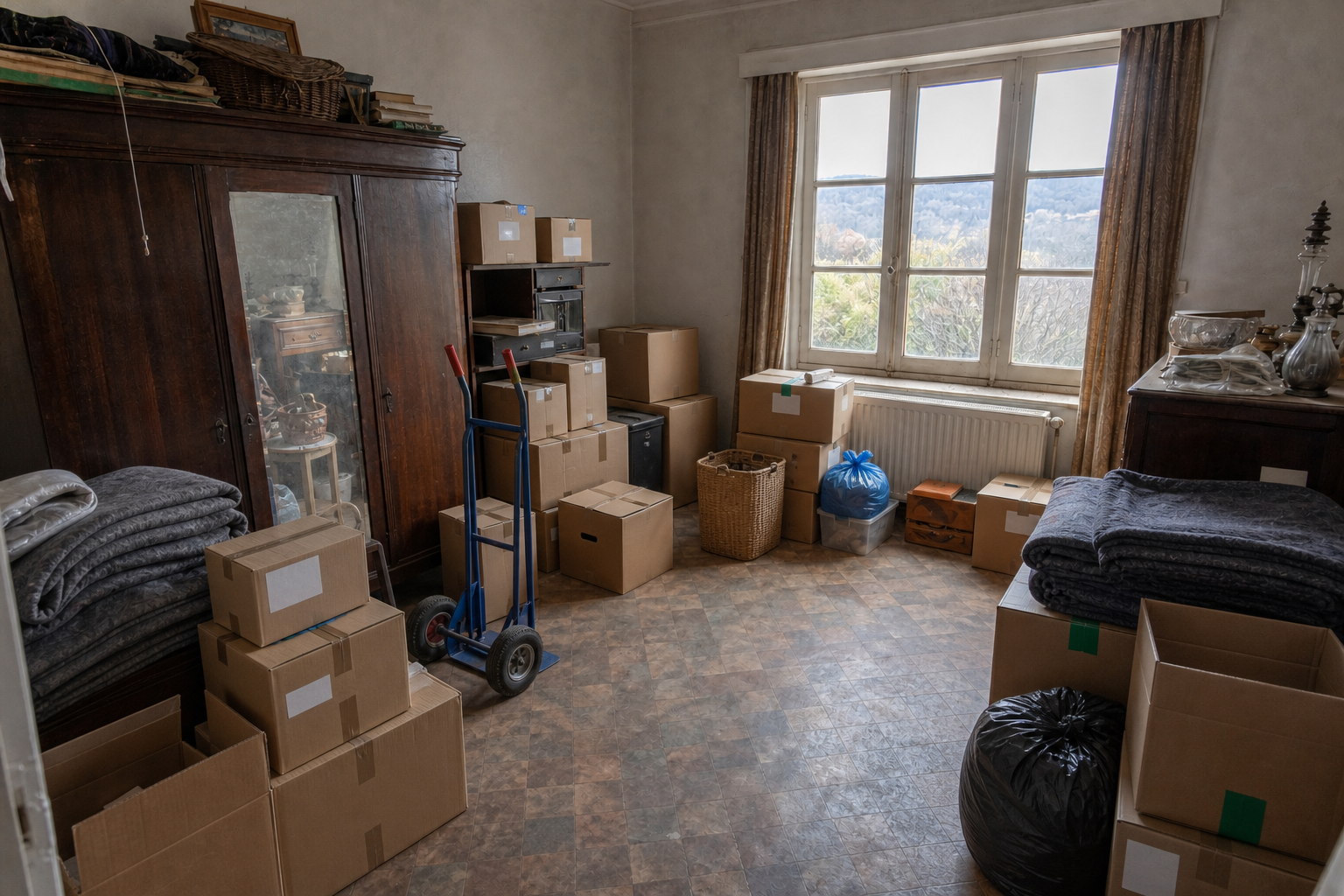 Vide maison de village à Anhée : avant, en cours et après — intervention en cours
