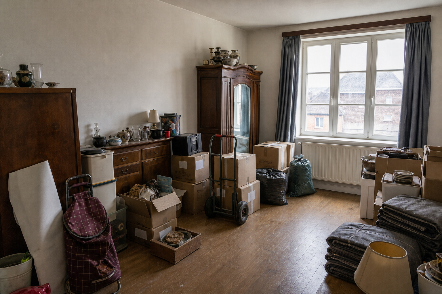 Vide appartement à Antoing : avant, en cours et après — intervention en cours