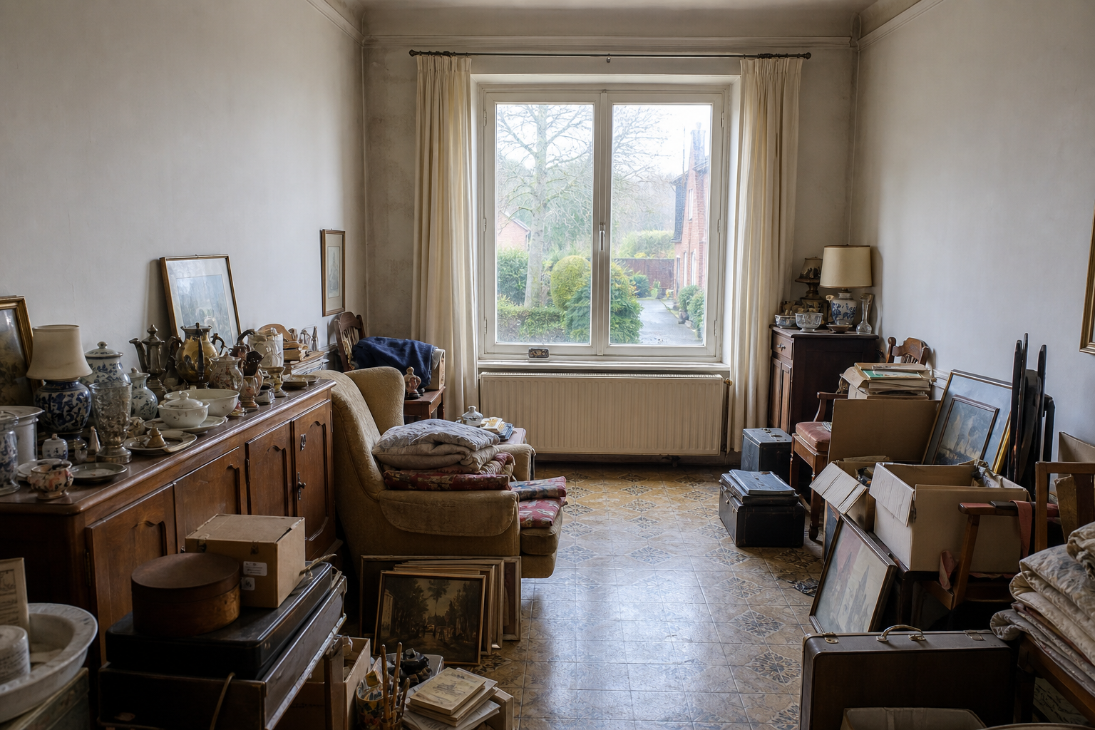 Débarras après départ en maison de repos à Anzegem : avant, en cours et après — avant débarras
