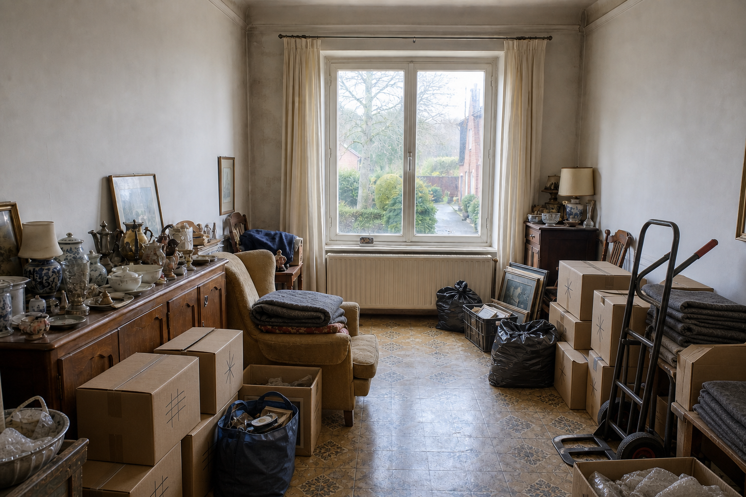 Débarras après départ en maison de repos à Anzegem : avant, en cours et après — intervention en cours