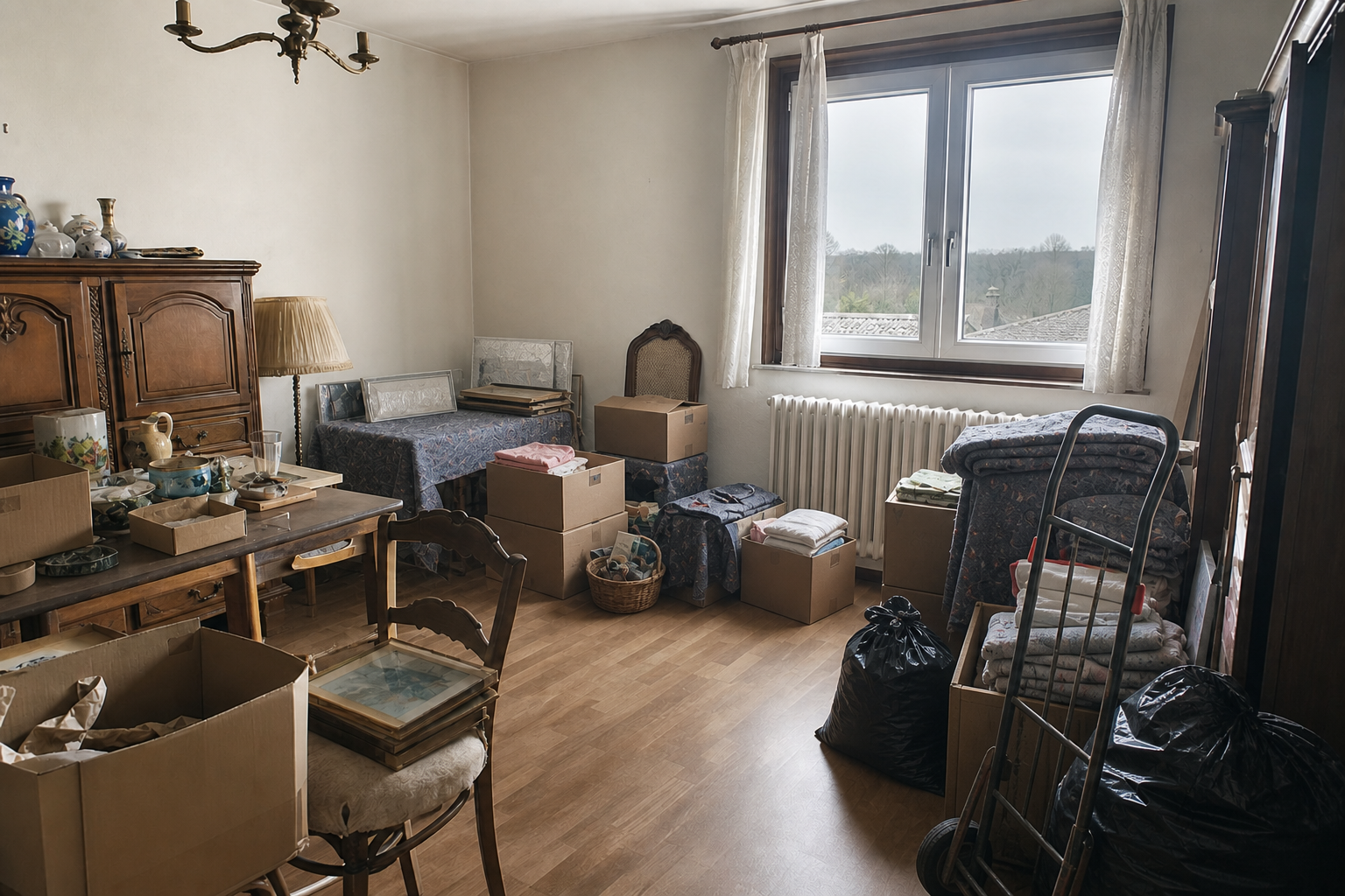 Débarras après départ en maison de repos à Assesse : avant, en cours et après — intervention en cours