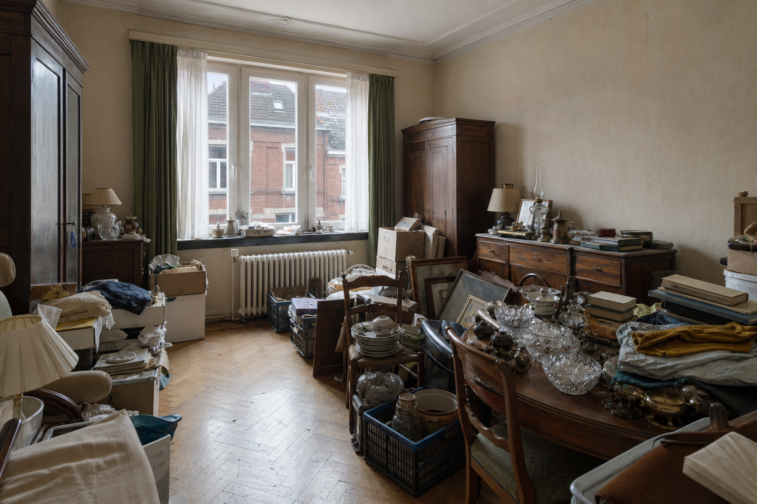Vide maison bourgeoise à Ath : avant, en cours et après — avant débarras