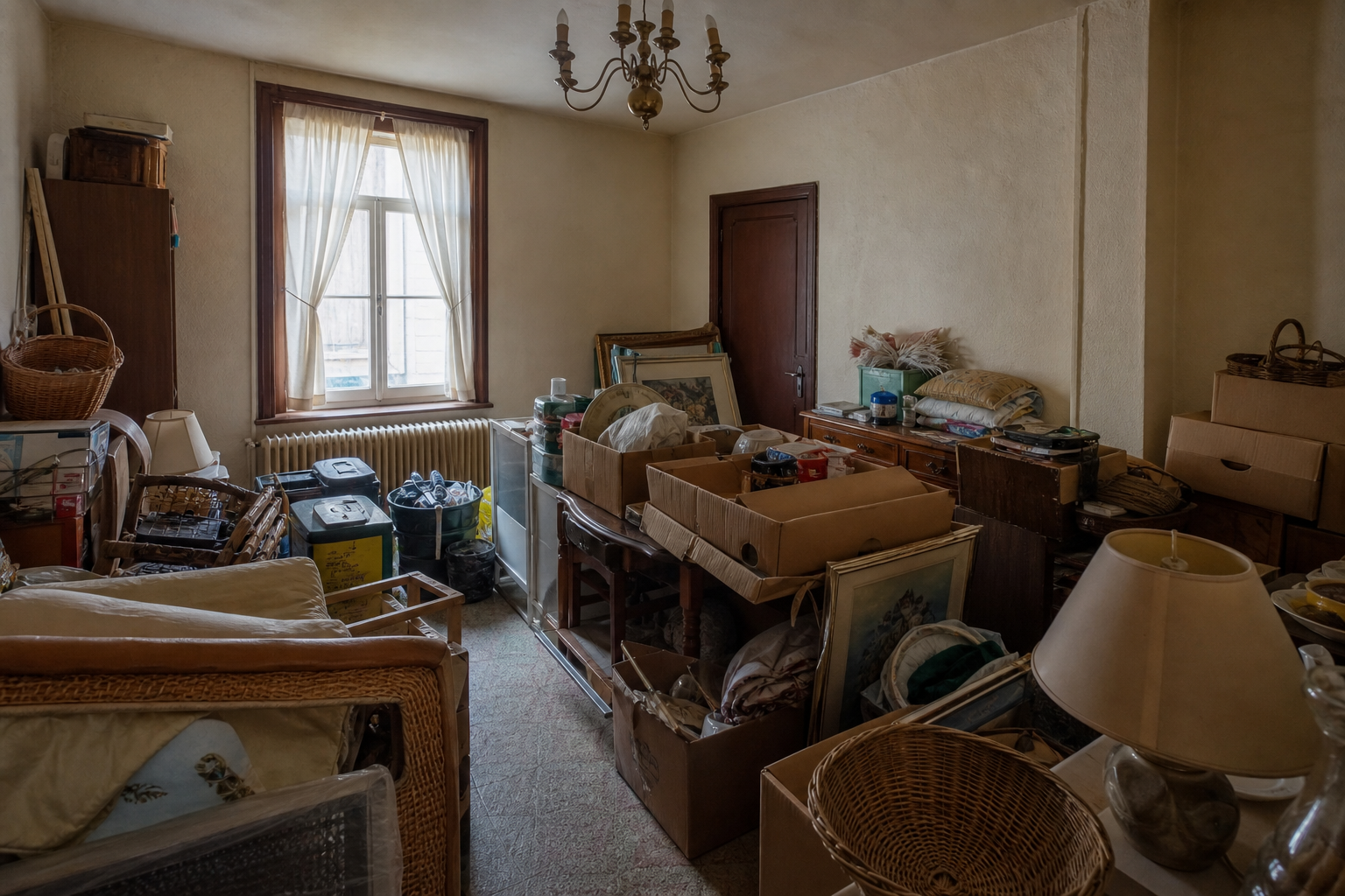 Vide maison de village avec cave voûtée à Aubel : avant, en cours et après — avant débarras