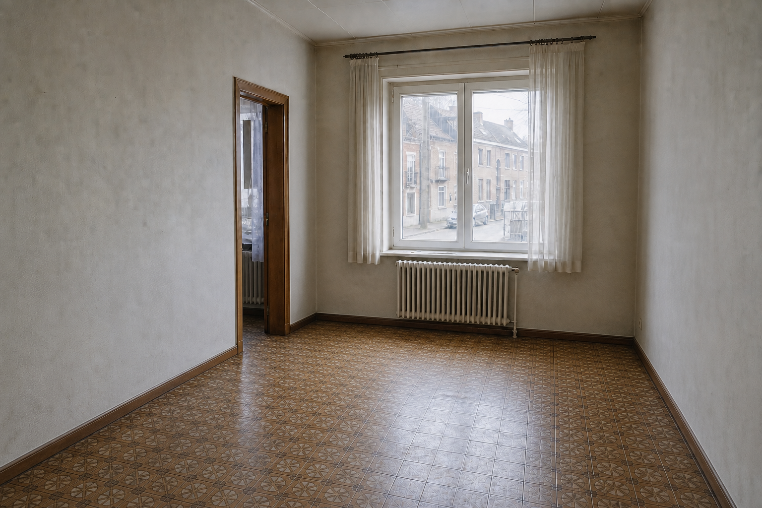 Vide maison mitoyenne à Avelgem : avant, en cours et après — après débarras