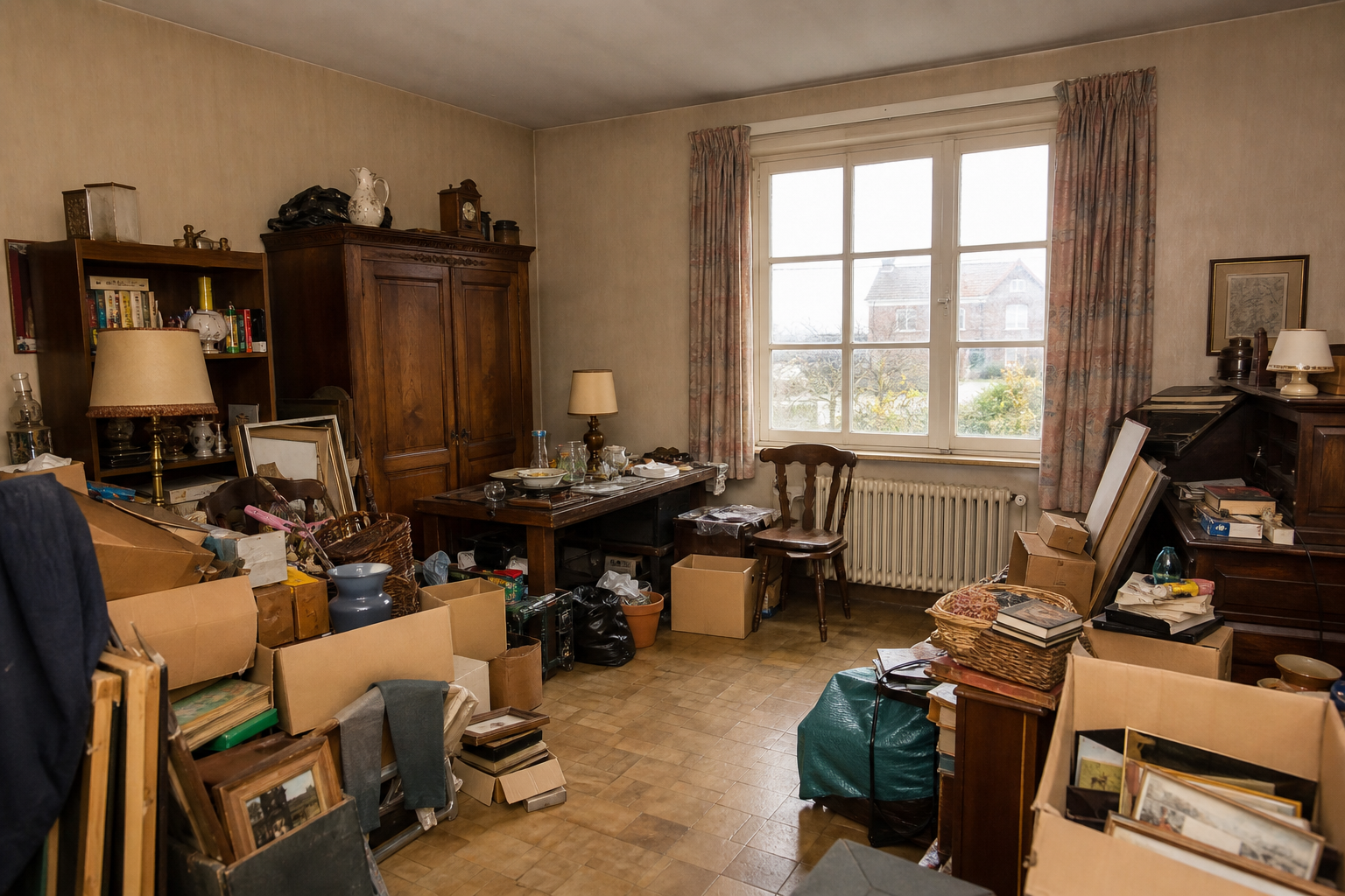 Vide maison familiale avec garage à Awans : avant, en cours et après — avant débarras