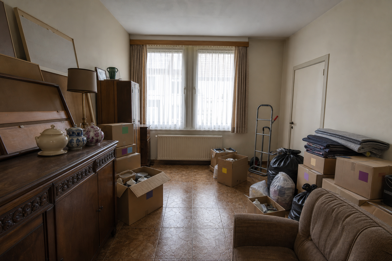 Vide maison mitoyenne à Baerle-Duc : avant, en cours et après — intervention en cours