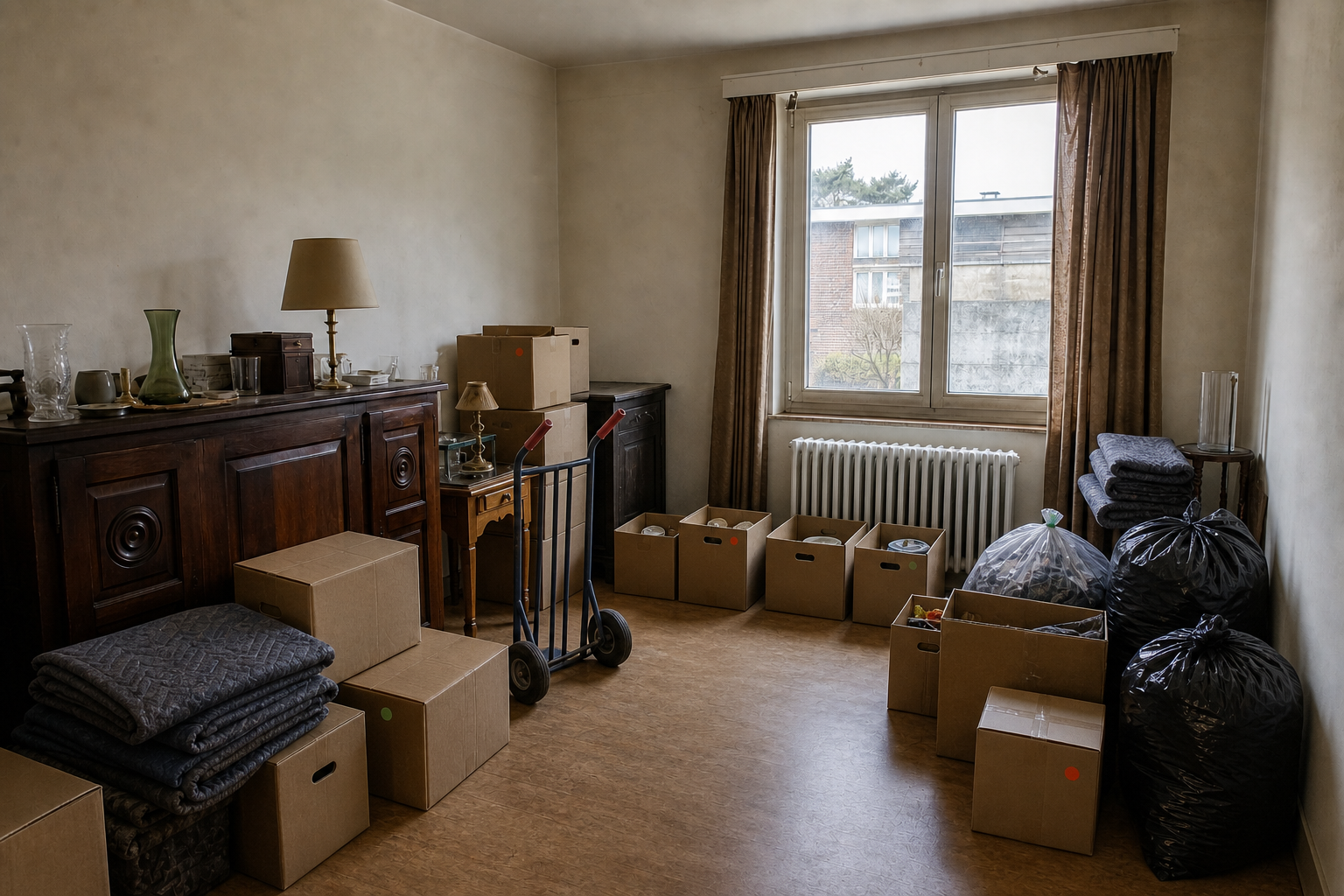 Vide maison ouvrière à Balen : avant, en cours et après — intervention en cours