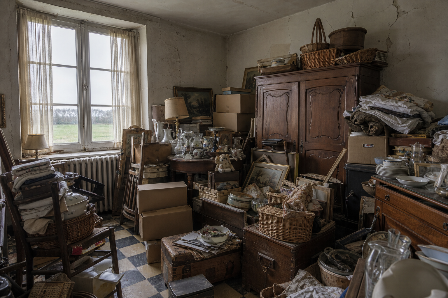 Vide maison en moellons avec verger à Bassenge : avant, en cours et après — avant débarras
