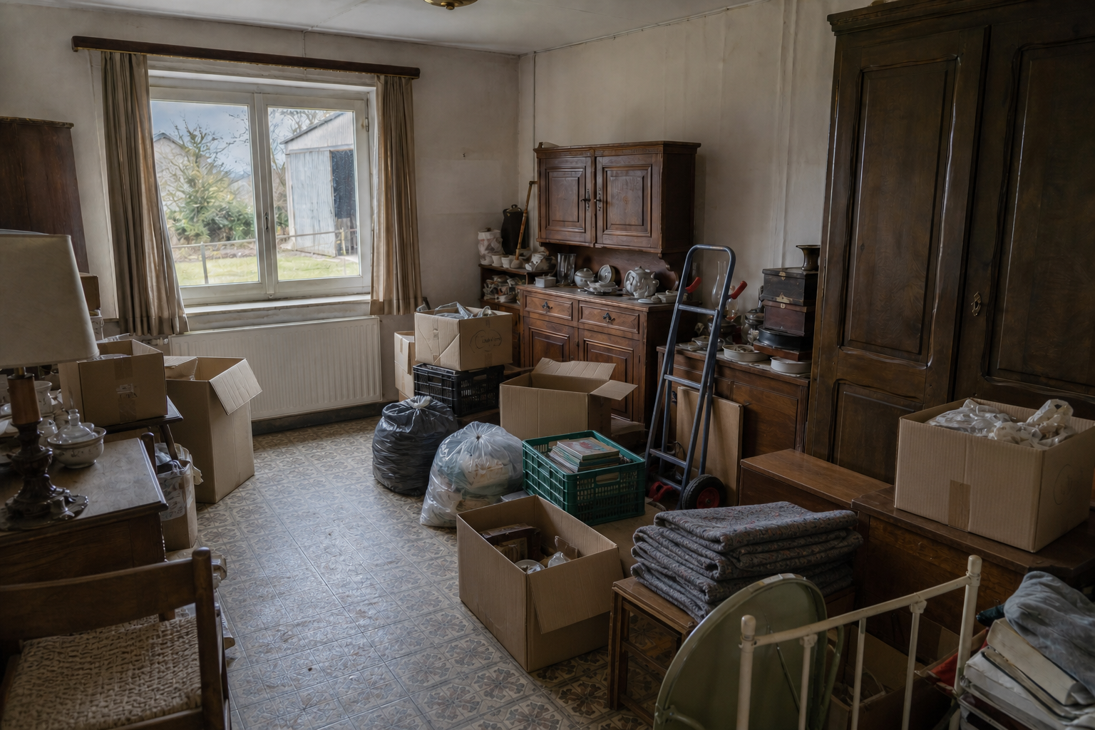 Vide maison villageoise avec dépendance à Beauraing : avant, en cours et après — intervention en cours