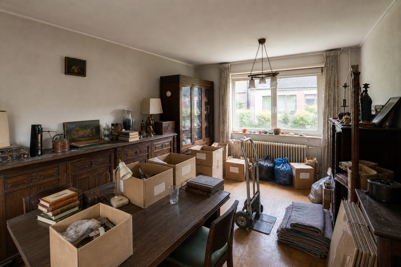 Vide maison familiale à Beerse : avant, en cours et après — intervention en cours