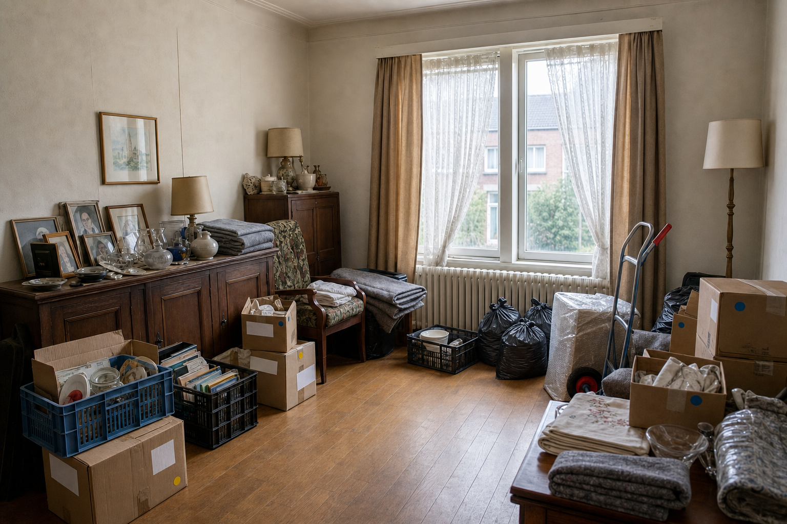 Débarras après départ en maison de repos à Berlaar : avant, en cours et après — intervention en cours