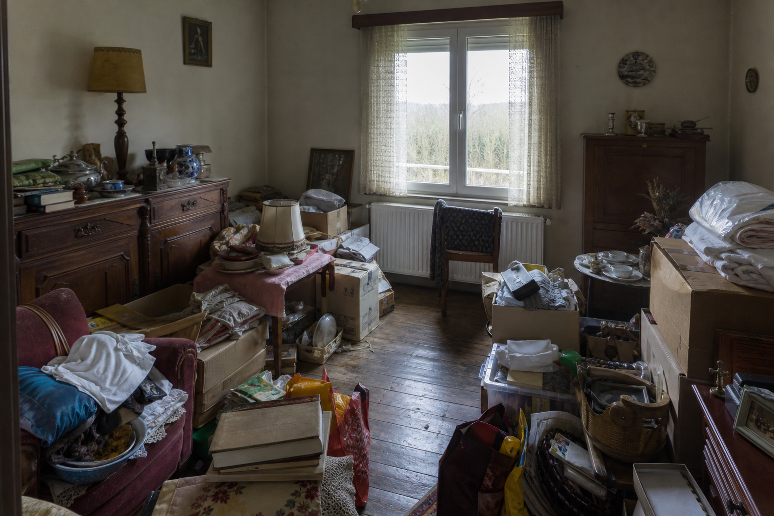 Débarras après départ en maison de repos à Berloz : avant, en cours et après — avant débarras