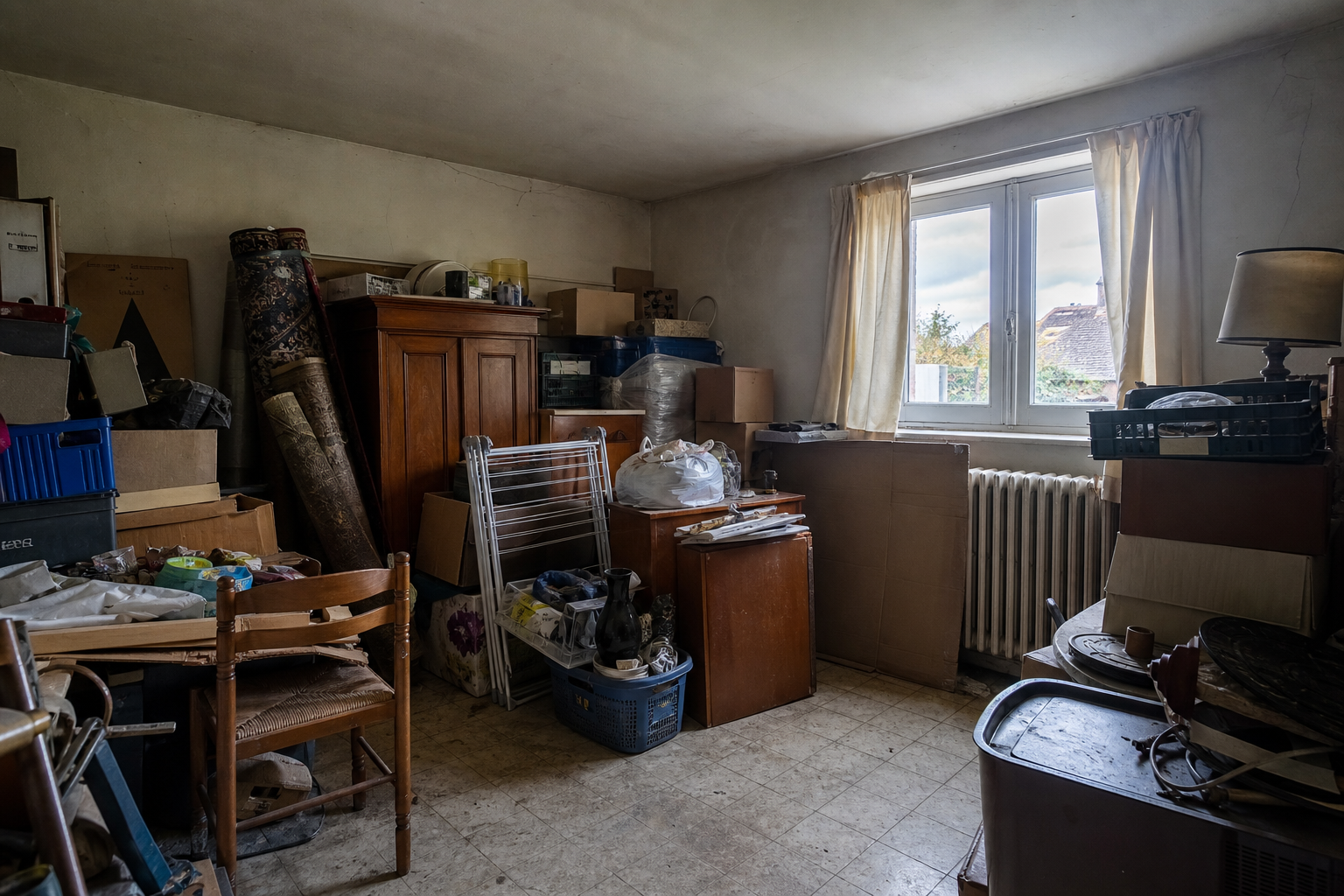 Débarras de cave et grenier à Bernissart : avant, en cours et après — avant débarras