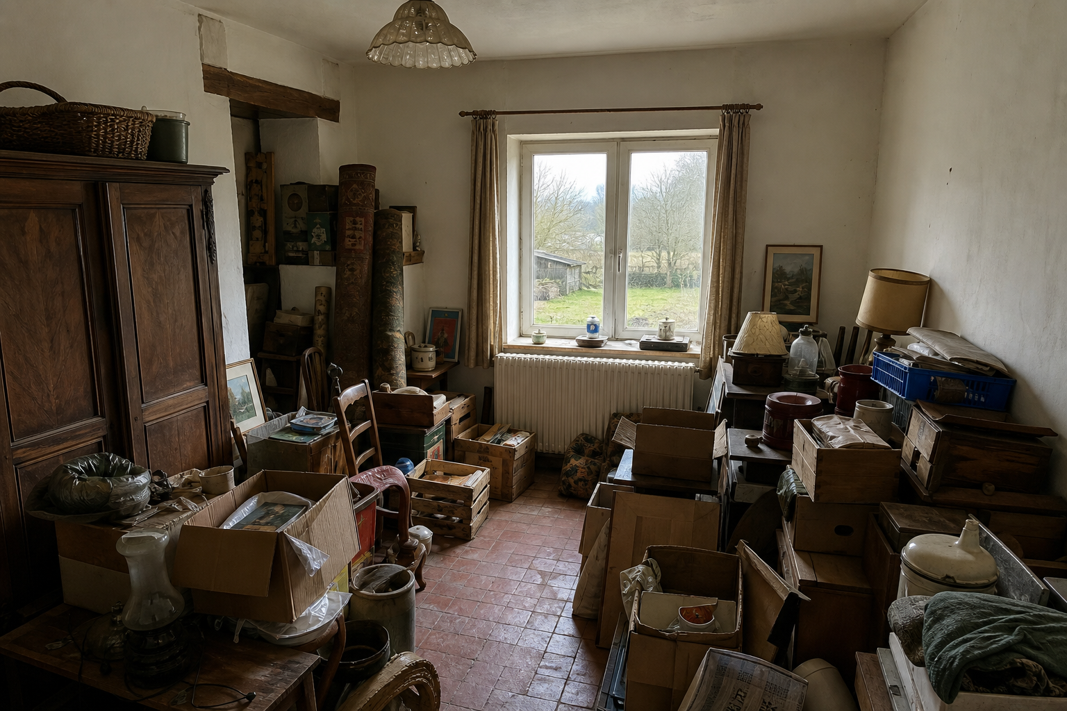 Vide fermette avec dépendances à Bertogne : avant, en cours et après — avant débarras