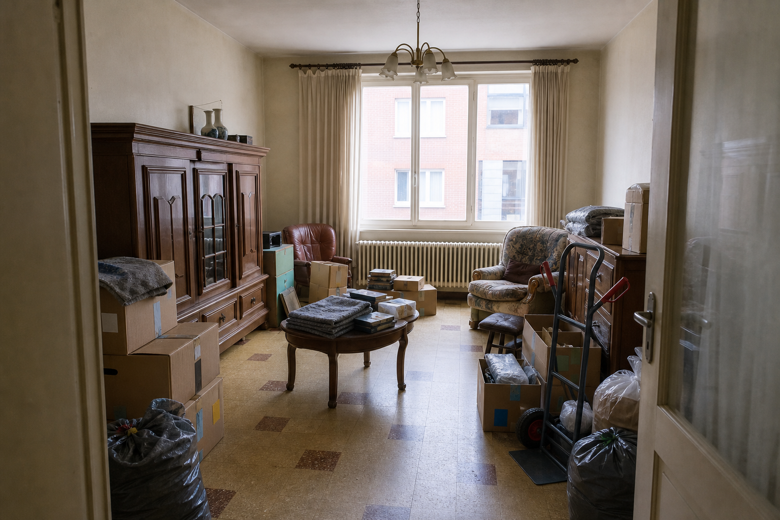 Vide maison mitoyenne à Bertrix : avant, en cours et après — intervention en cours