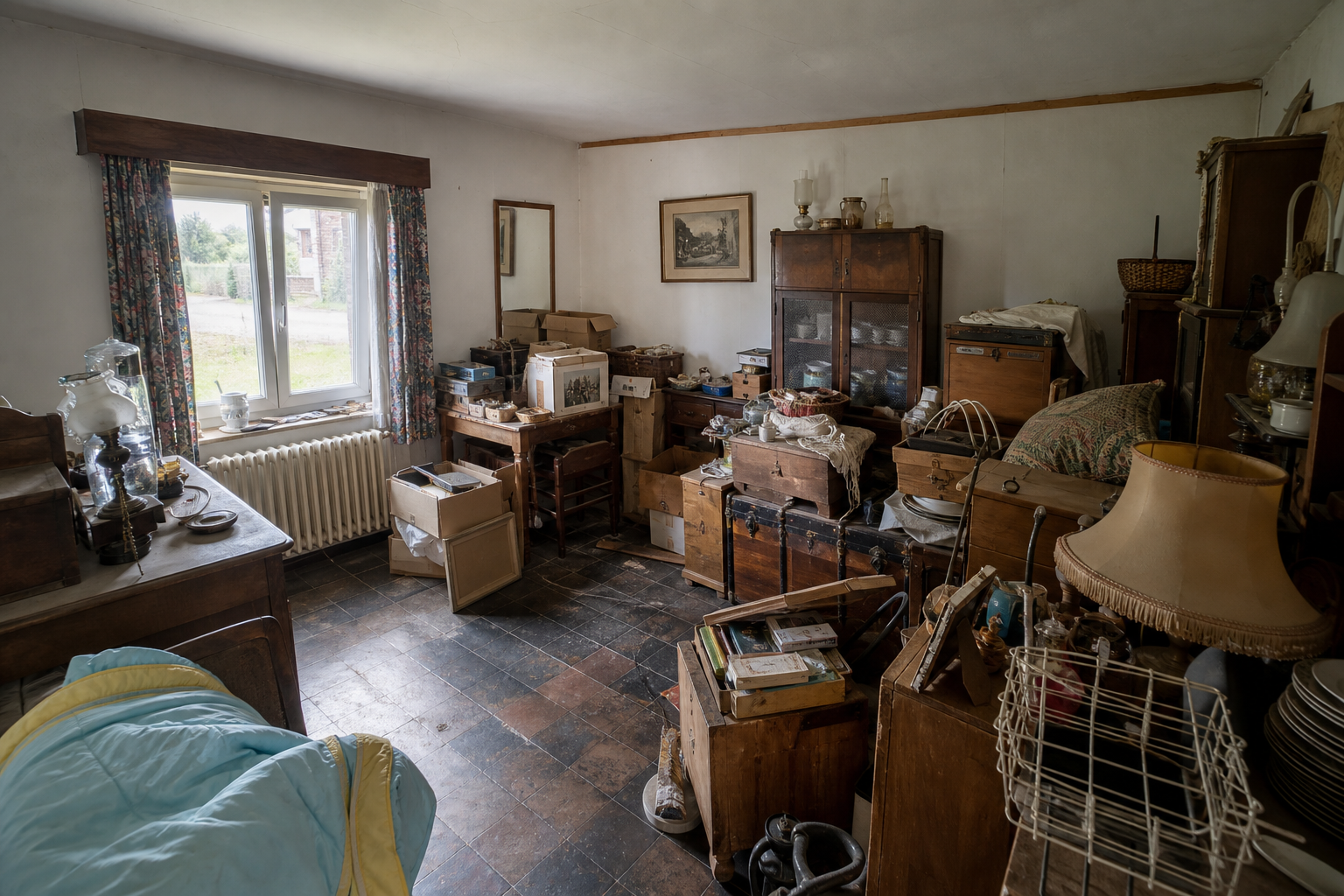 Vide maison villageoise avec grange à Biévène : avant, en cours et après — avant débarras