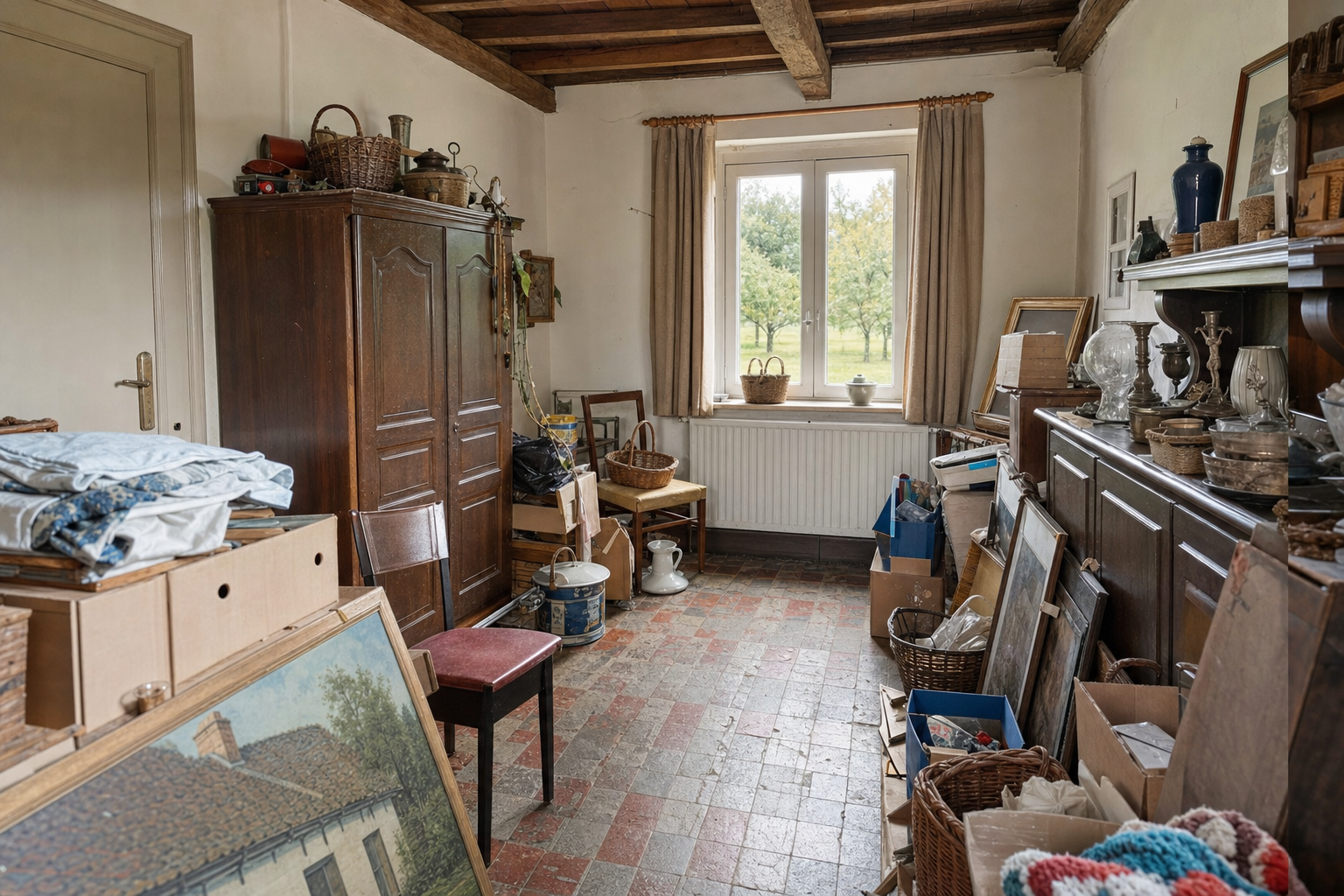 Vide fermette avec verger à Bilzen : avant, en cours et après — avant débarras