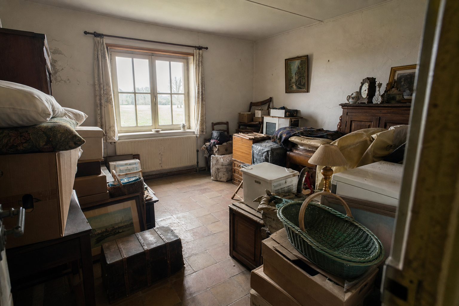 Vide fermette avec dépendances à Bocholt : avant, en cours et après — avant débarras