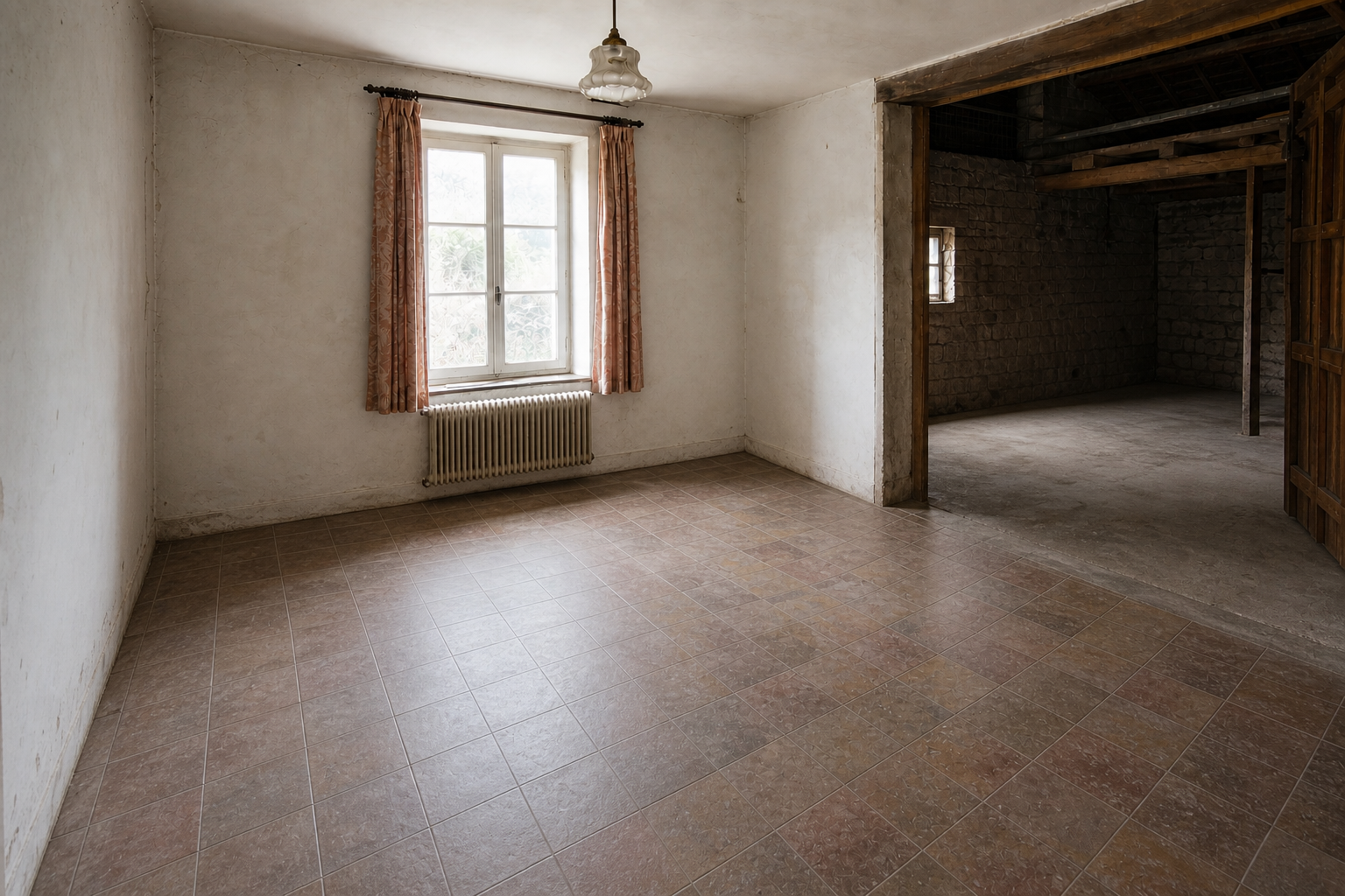 Vide maison villageoise avec grange à Looz : avant, en cours et après — après débarras