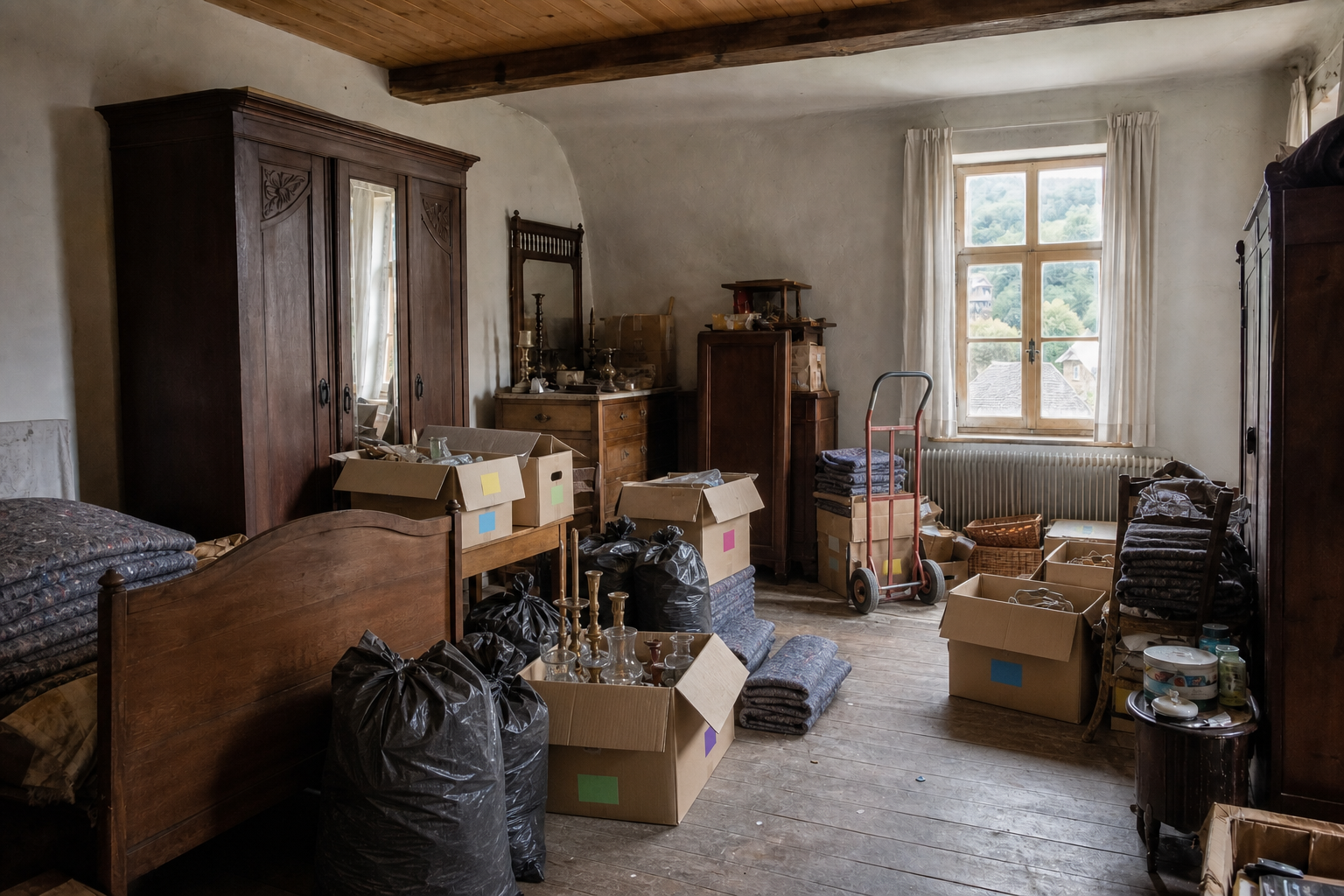 Vide grenier à tabac et maison de la Semois à Bouillon : avant, en cours et après — intervention en cours