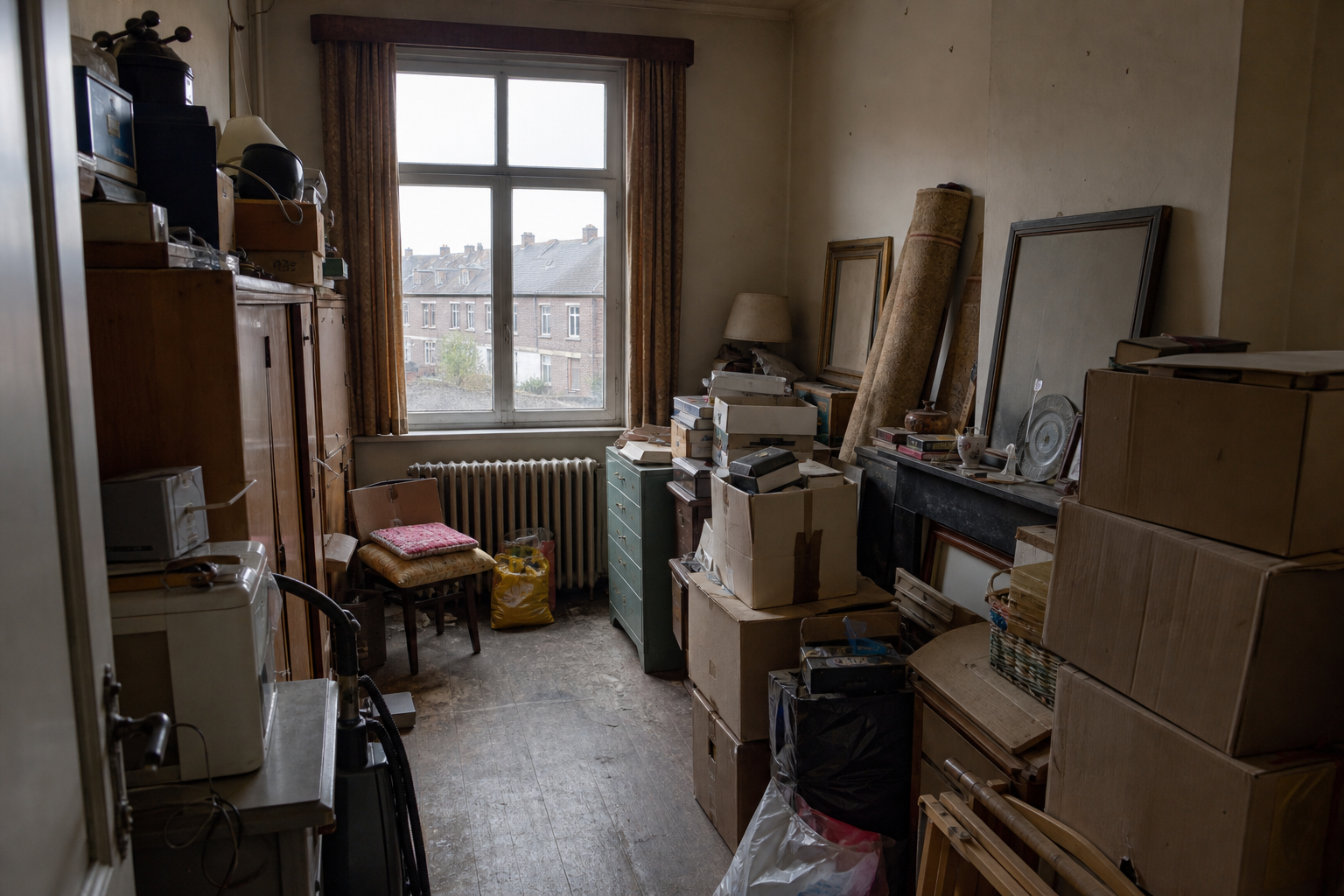 Vide maison de coron à Boussu : avant, en cours et après — avant débarras
