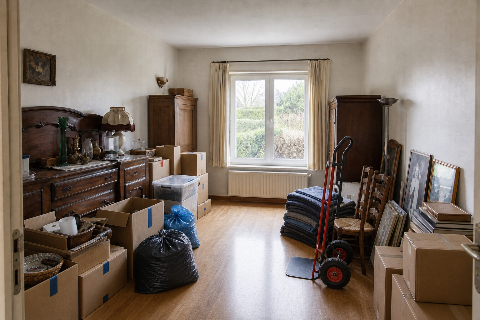 Vide maison quatre façades avec grenier à Braine-l'Alleud : avant, en cours et après — intervention en cours
