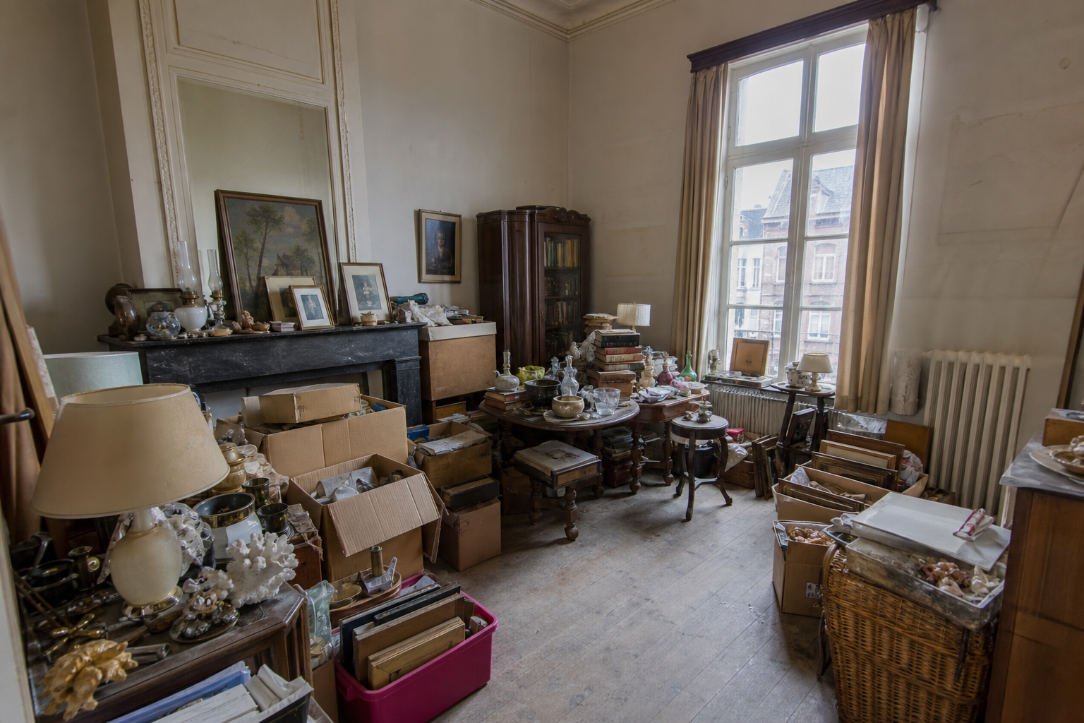 Vide maison de maître à Braine-le-Comte : avant, en cours et après — avant débarras