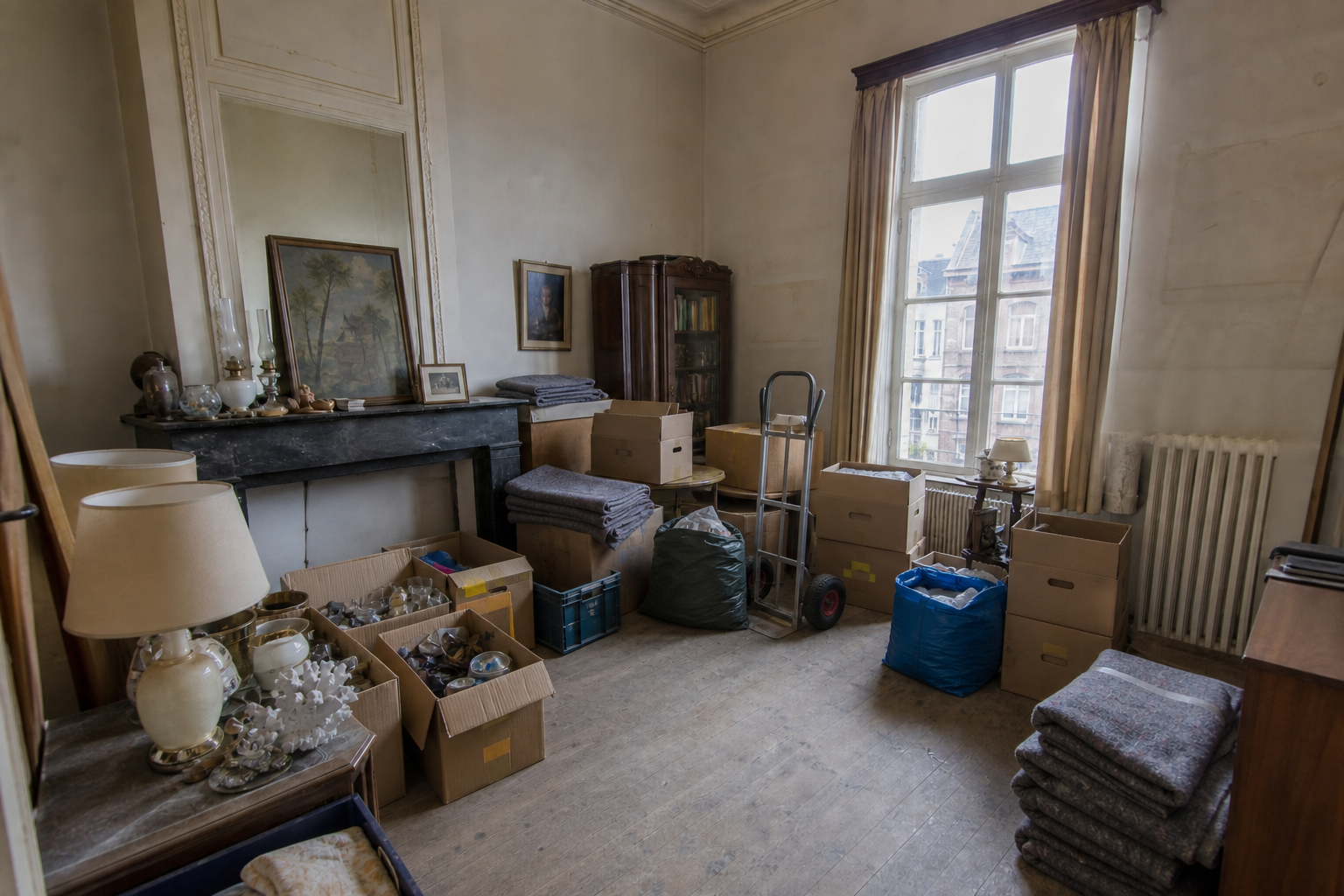 Vide maison de maître à Braine-le-Comte : avant, en cours et après — intervention en cours