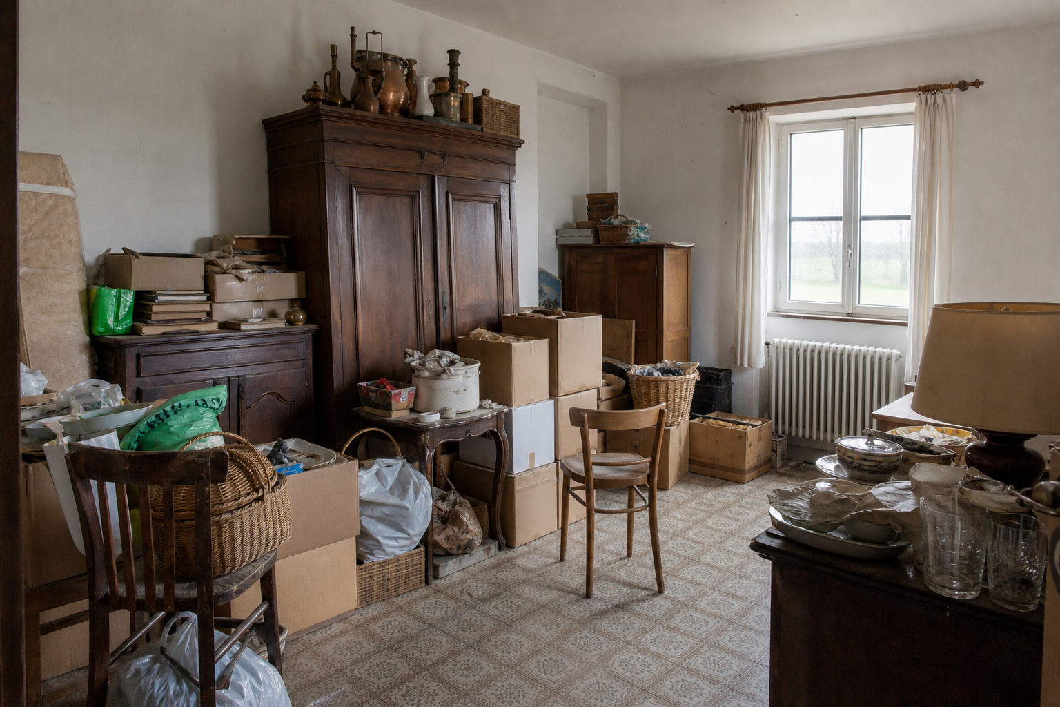 Vide fermette avec dépendances à Braives : avant, en cours et après — avant débarras