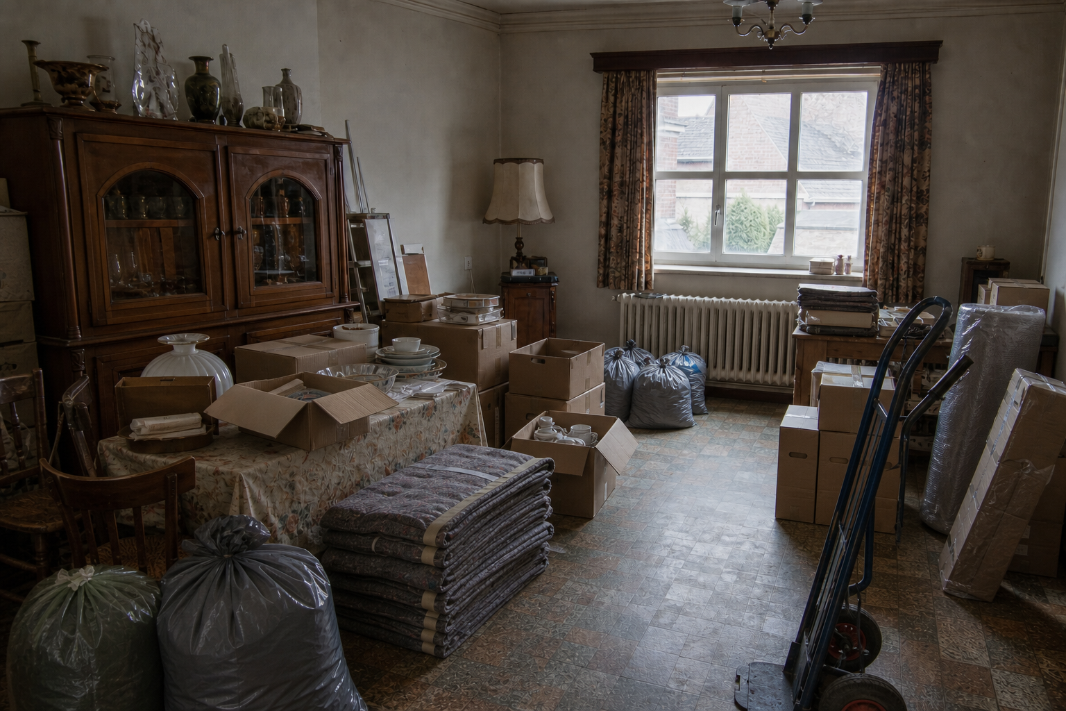 Vide maison de village à Brakel : avant, en cours et après — intervention en cours