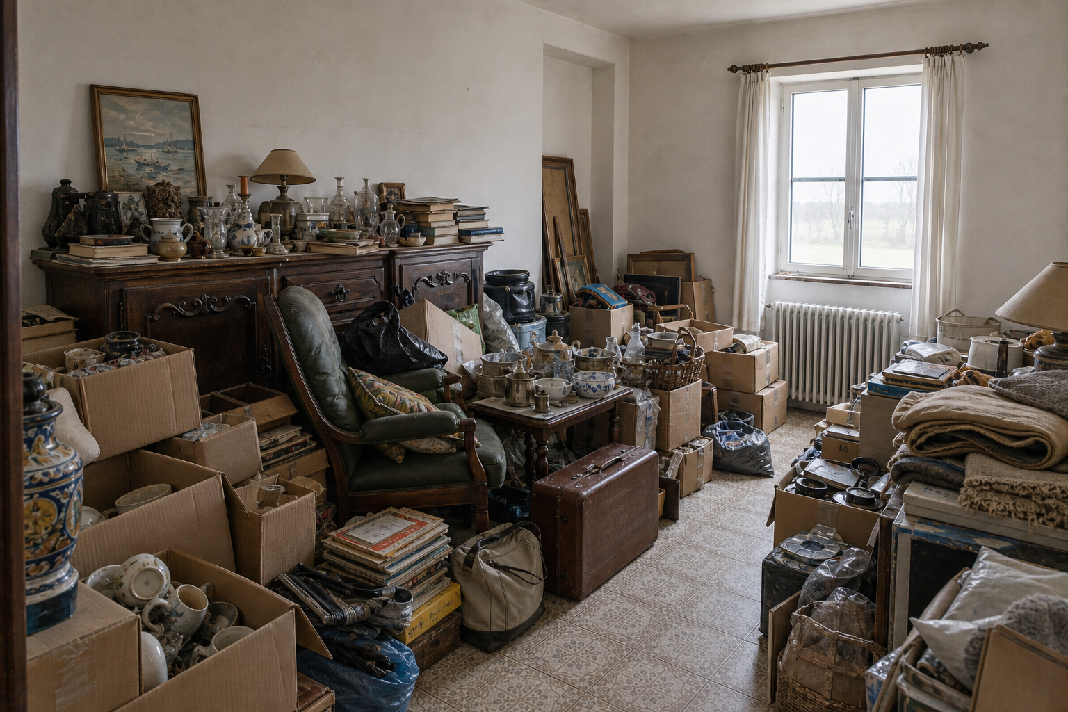 Vide appartement à Bredene : avant, en cours et après — avant débarras