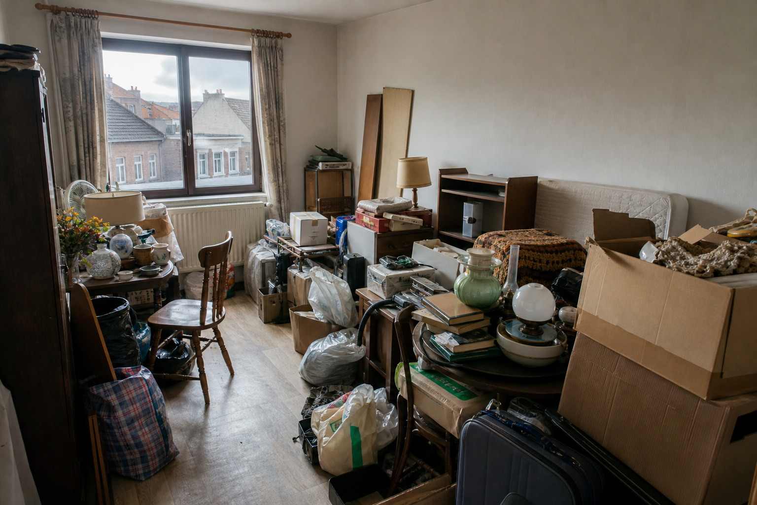 Vide appartement à Bree : avant, en cours et après — avant débarras