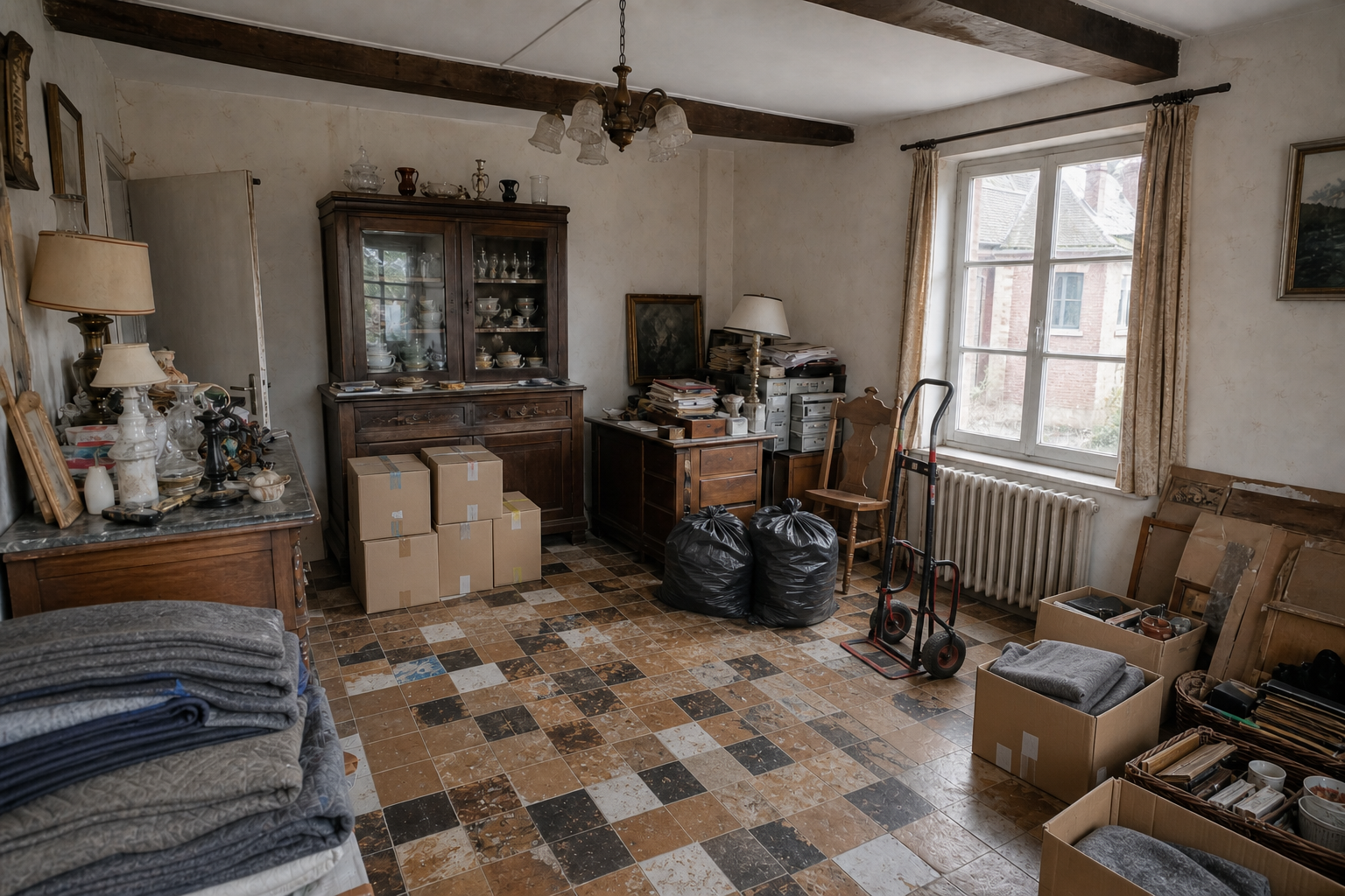 Vide maison de village à Brugelette : avant, en cours et après — intervention en cours