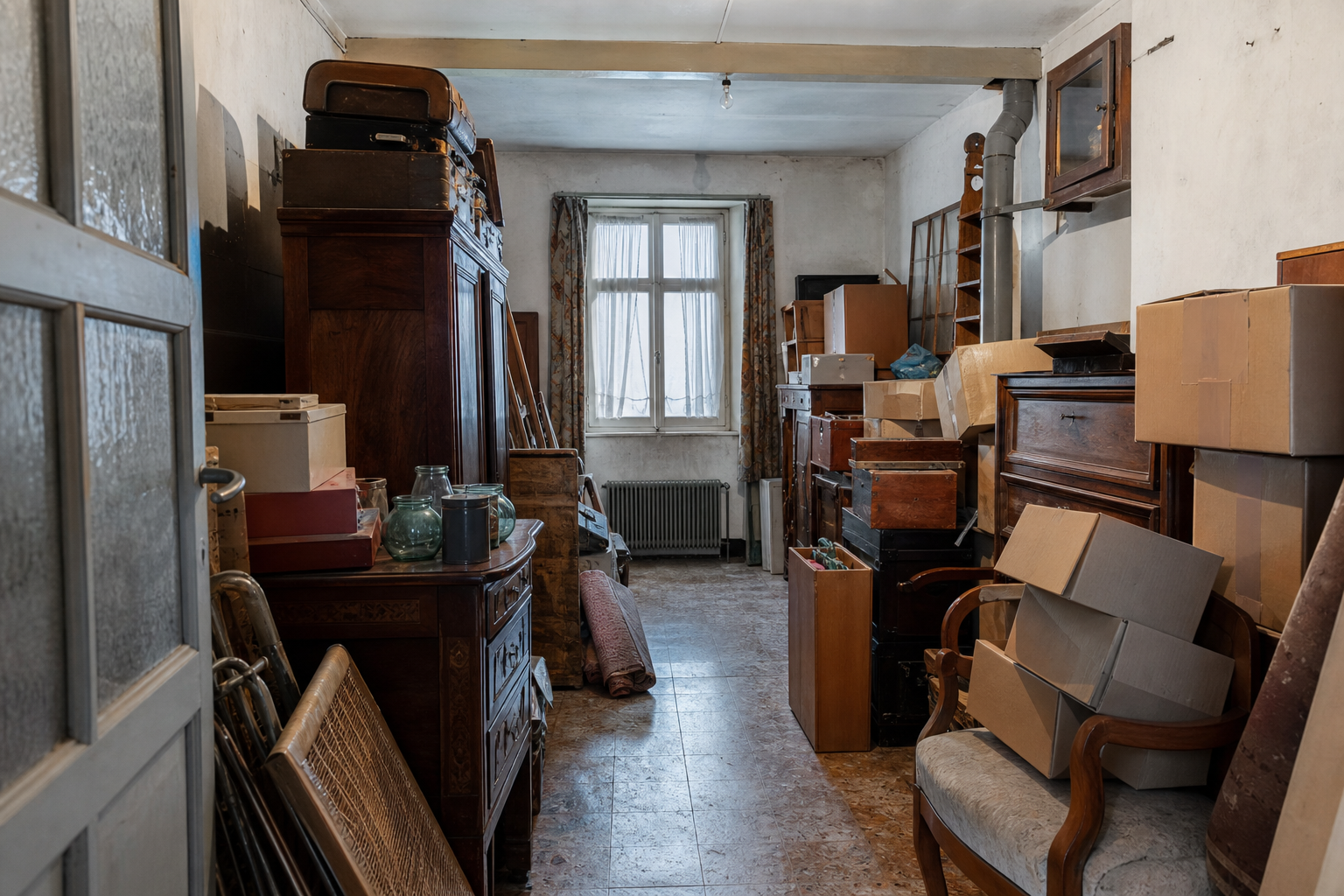 Débarras de cave et grenier à Burdinne : avant, en cours et après — avant débarras