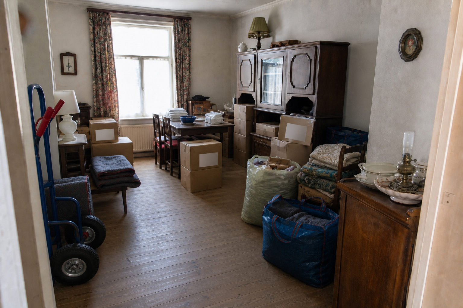 Débarras après départ en maison de repos à Celles : avant, en cours et après — intervention en cours