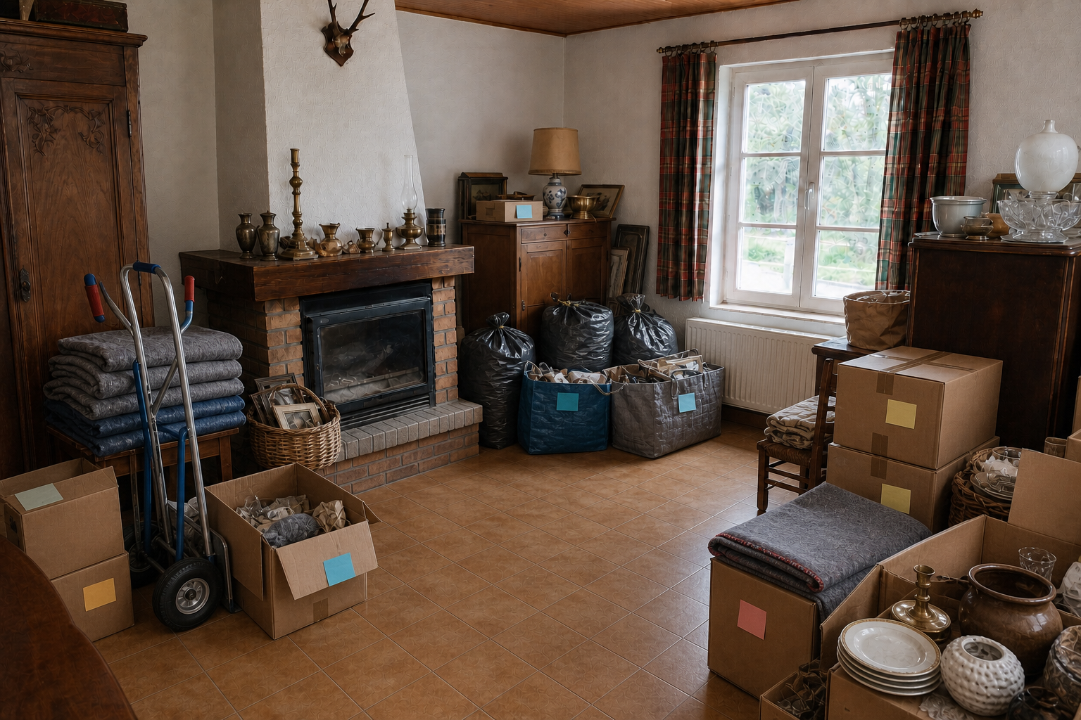 Vide maison ouvrière mitoyenne à Chapelle-lez-Herlaimont : avant, en cours et après — intervention en cours