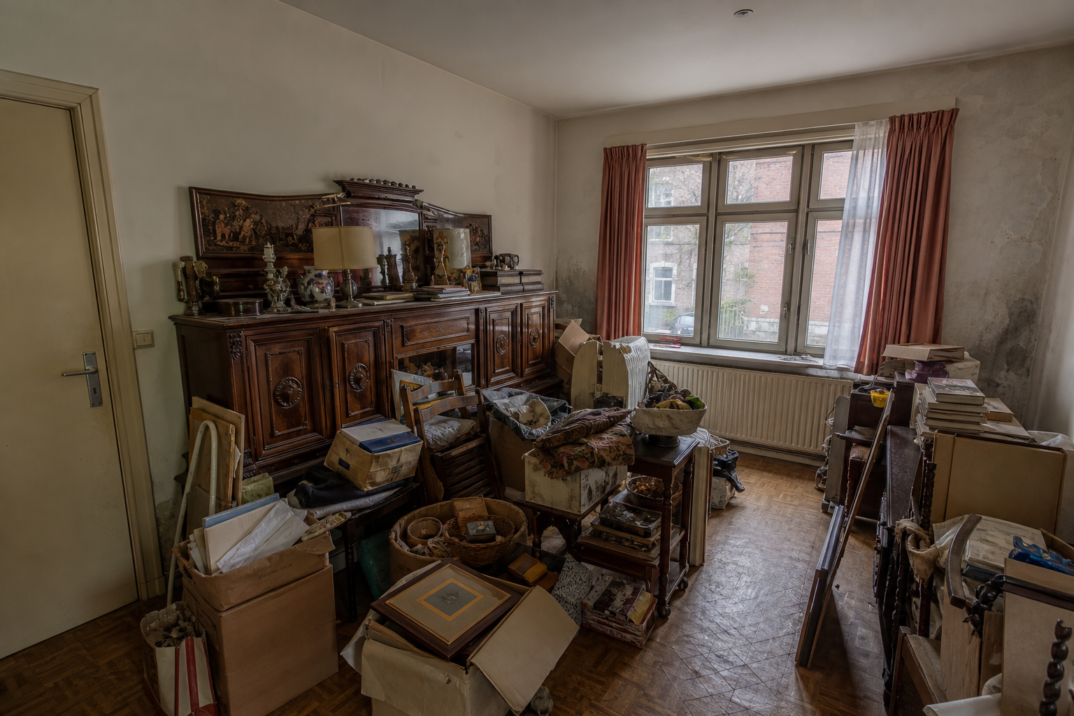 Vide maison de vallée à Chaudfontaine : avant, en cours et après — avant débarras
