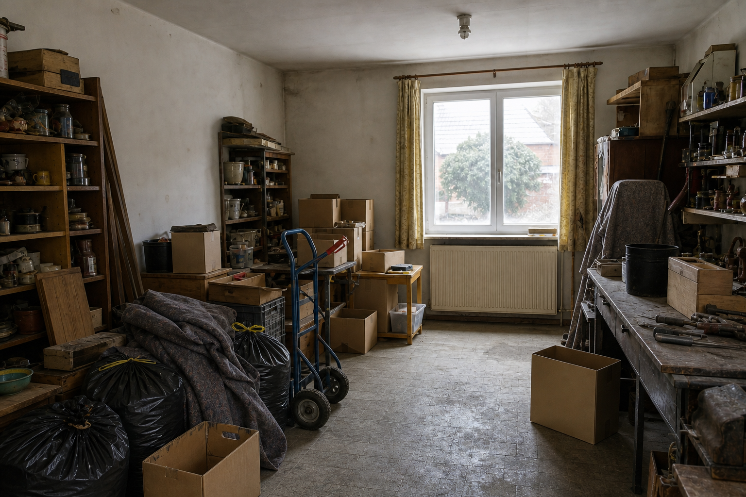 Vide garage-atelier à Chièvres : avant, en cours et après — intervention en cours