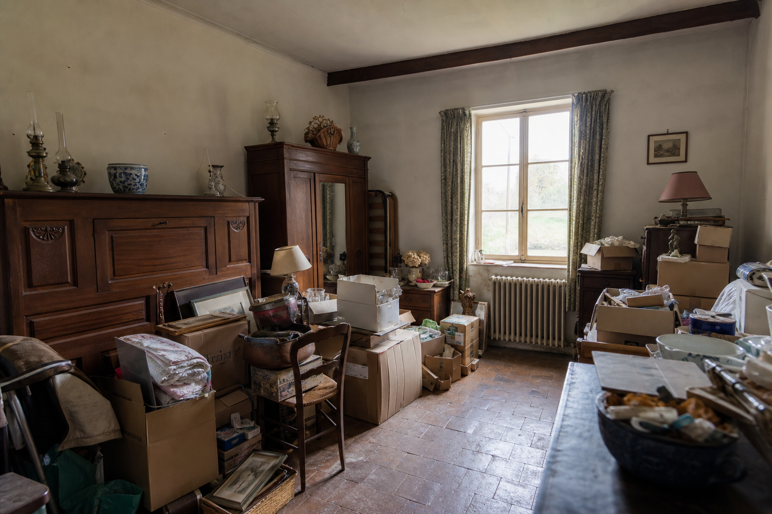 Vide fermette avec dépendances à Ciney : avant, en cours et après — avant débarras
