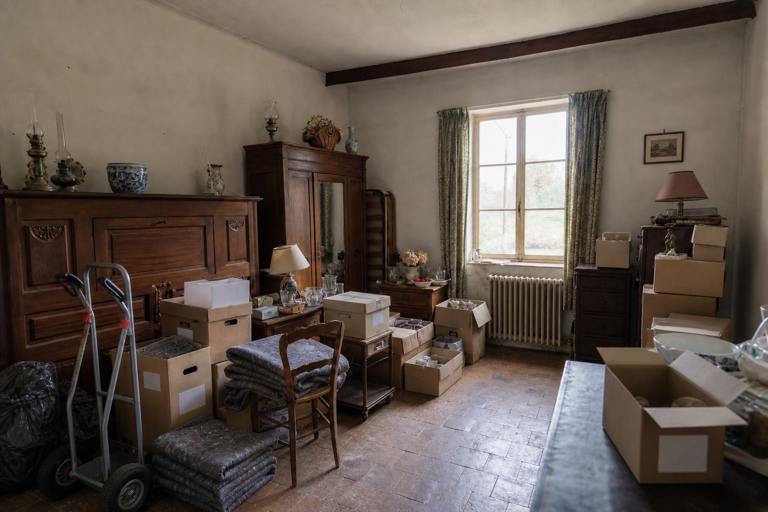 Vide fermette avec dépendances à Ciney : avant, en cours et après — intervention en cours
