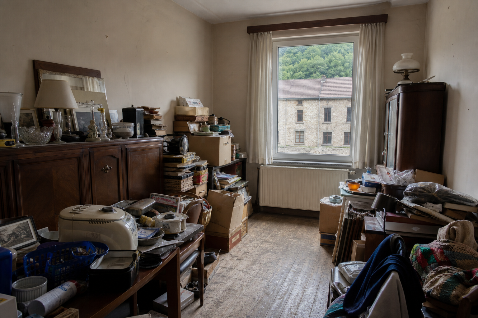 Vide maison mitoyenne en bord d'Ourthe à Comblain-au-Pont : avant, en cours et après — avant débarras