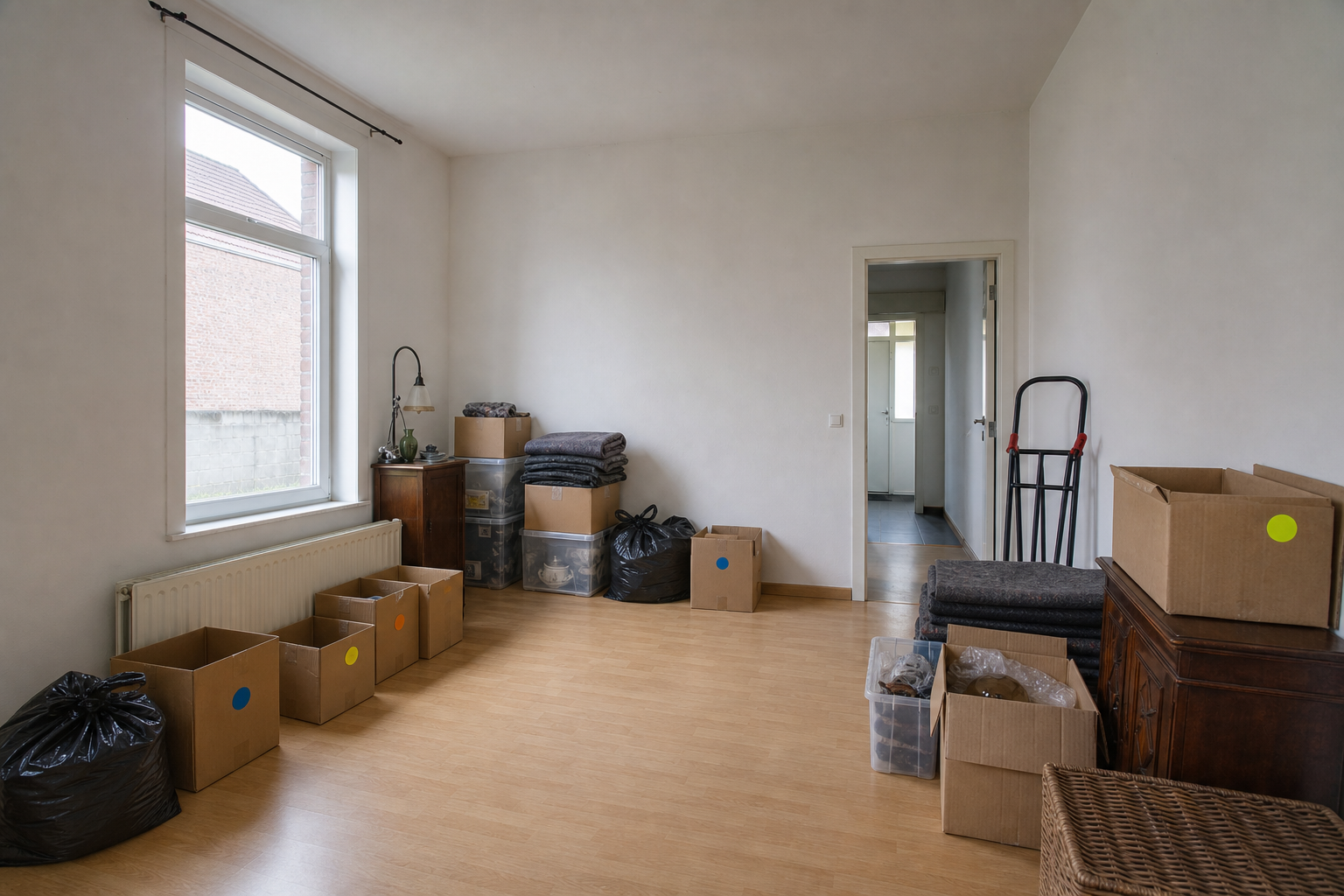 Vide maison mitoyenne à Comines-Warneton : avant, en cours et après — intervention en cours