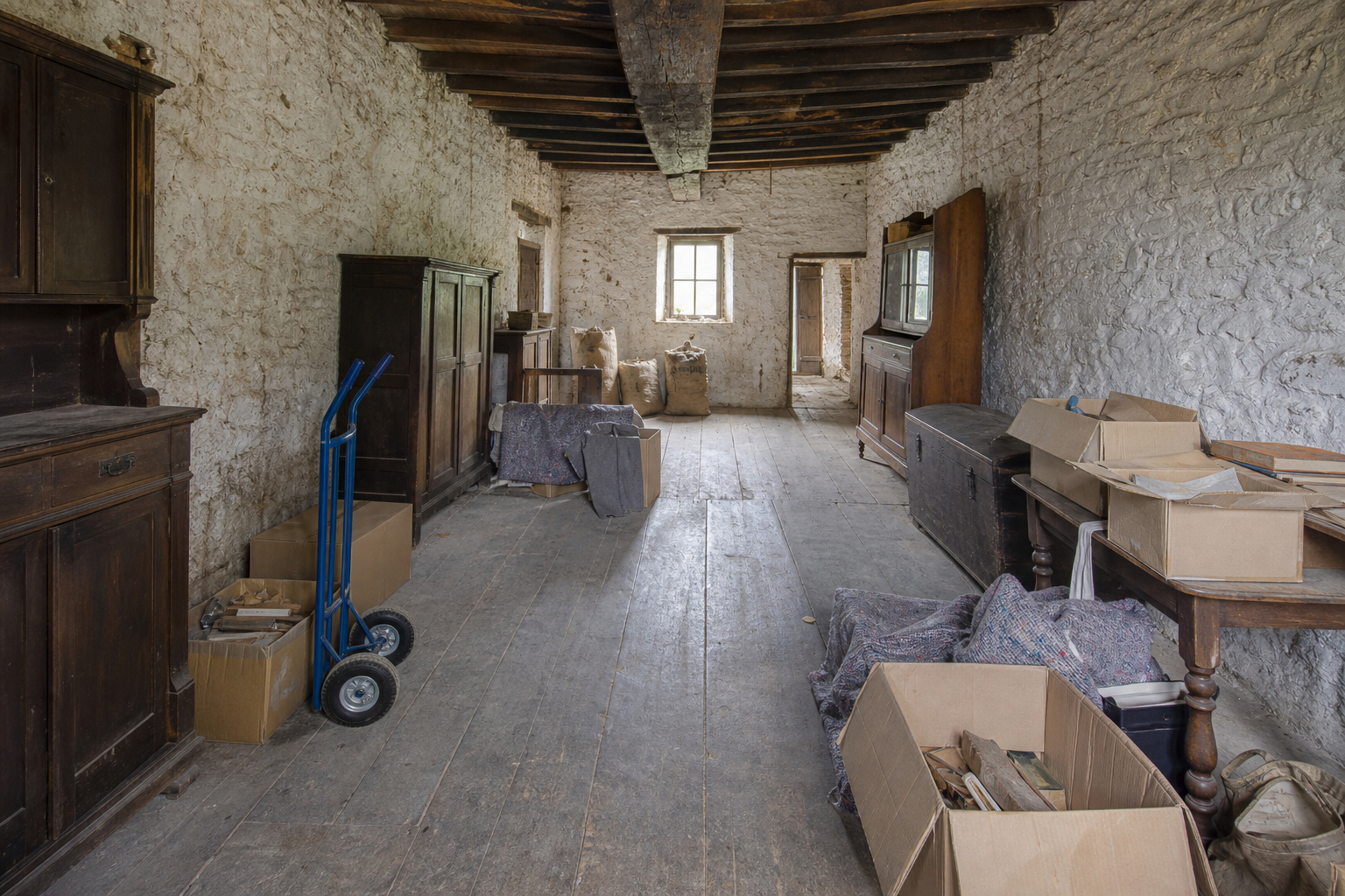 Vide ferme ardennaise avec grenier et étable à Couvin : avant, en cours et après — intervention en cours