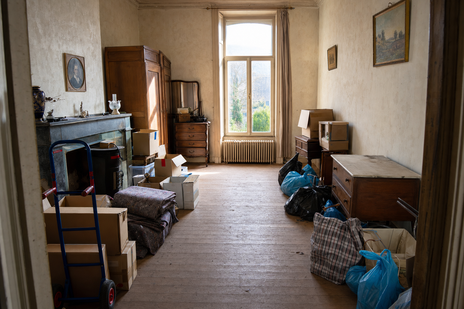 Vide maison de caractère à Dalhem : avant, en cours et après — intervention en cours
