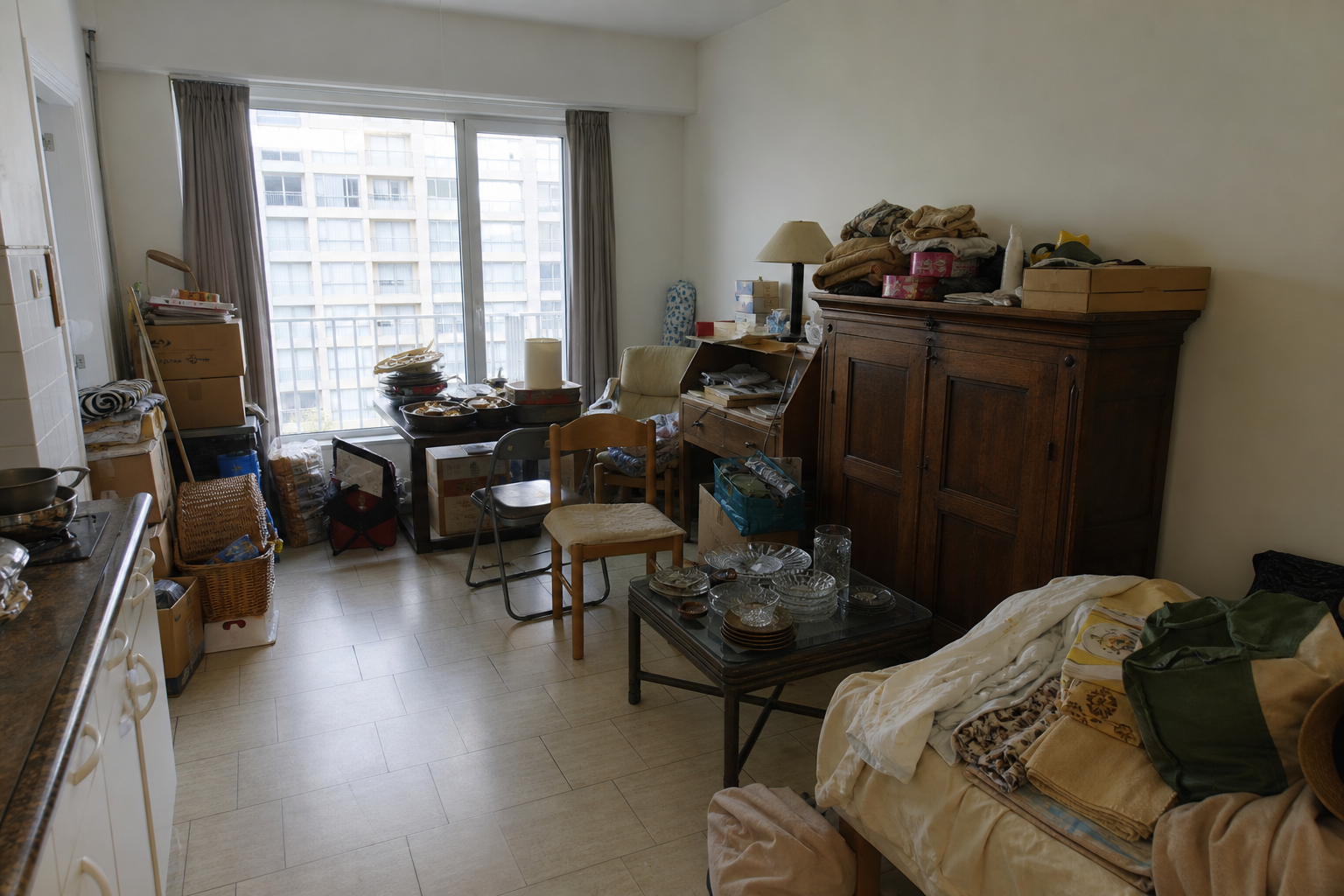 Vide studio de vacances à De Panne : avant, en cours et après — avant débarras