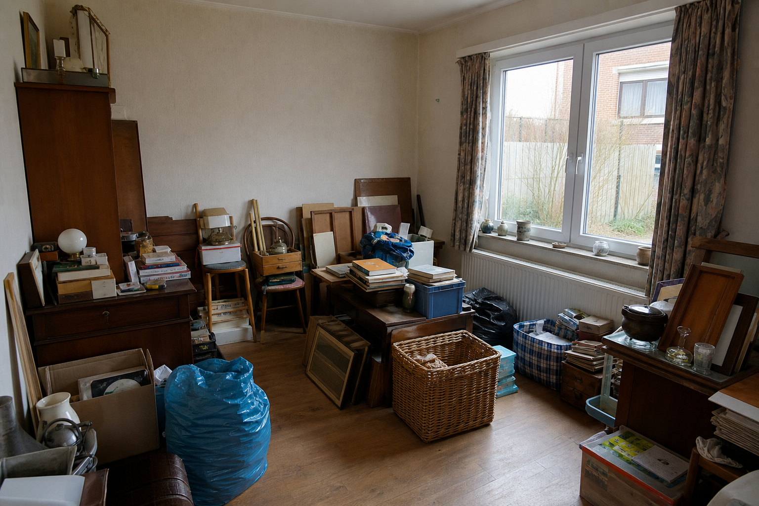 Débarras après départ en maison de repos à Destelbergen : avant, en cours et après — avant débarras