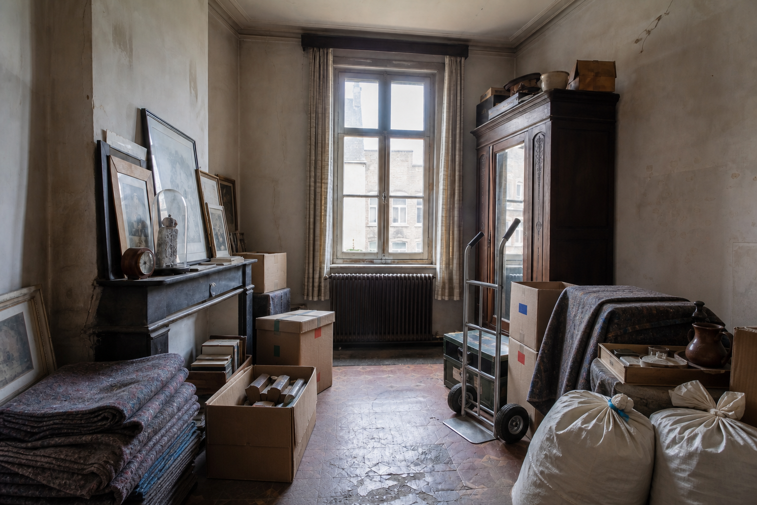 Vide maison ancienne en centre historique à Diest : avant, en cours et après — intervention en cours